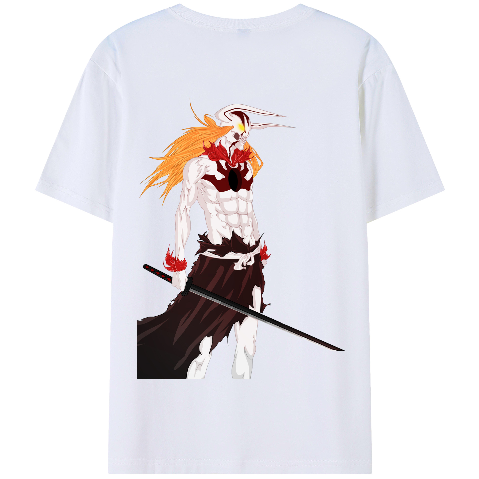 （画像用） ブリーチ 黒崎一護（くろさき いちご）BLEACH Kurosaki Ichigo 綿100％半袖Tシャツ（背面プリント）