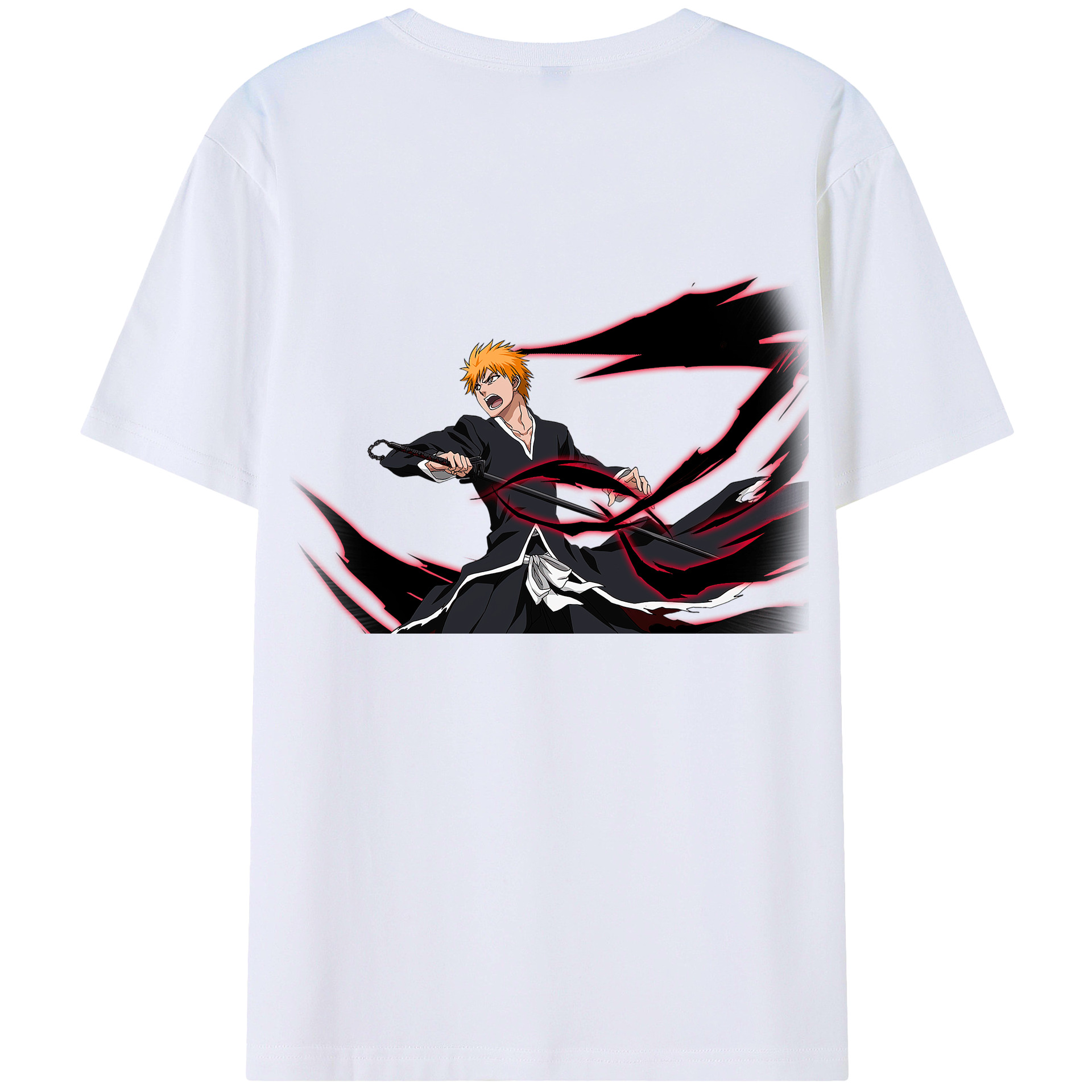 （画像用） ブリーチ 黒崎一護（くろさき いちご）BLEACH Kurosaki Ichigo 綿100％半袖Tシャツ（背面プリント）