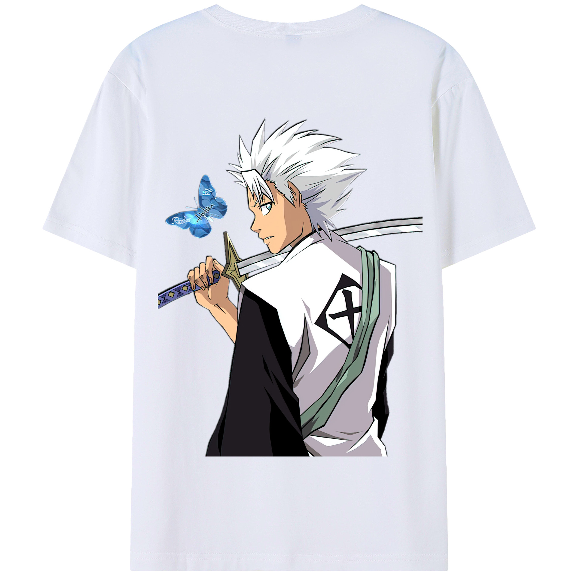 （画像用） ブリーチ 日番谷冬獅郎（ひつがや とうしろう） BLEACH Hitsugaya Toushirou 綿100％半袖Tシャツ（背面プリント）
