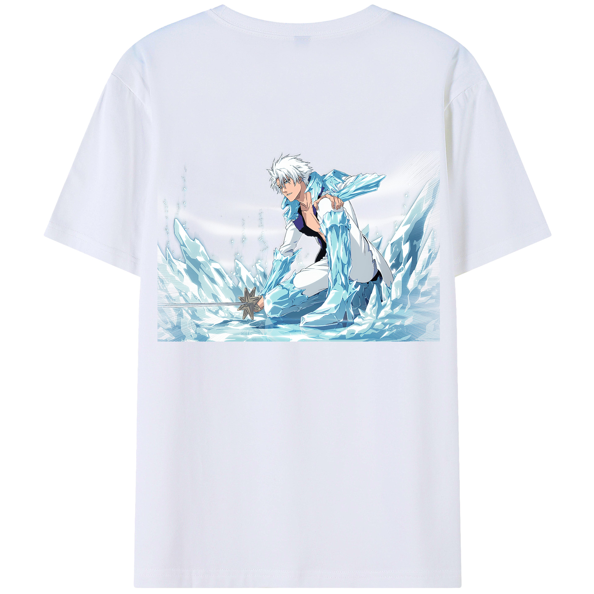 （画像用） ブリーチ 日番谷冬獅郎（ひつがや とうしろう） BLEACH Hitsugaya Toushirou 綿100％半袖Tシャツ（背面プリント）