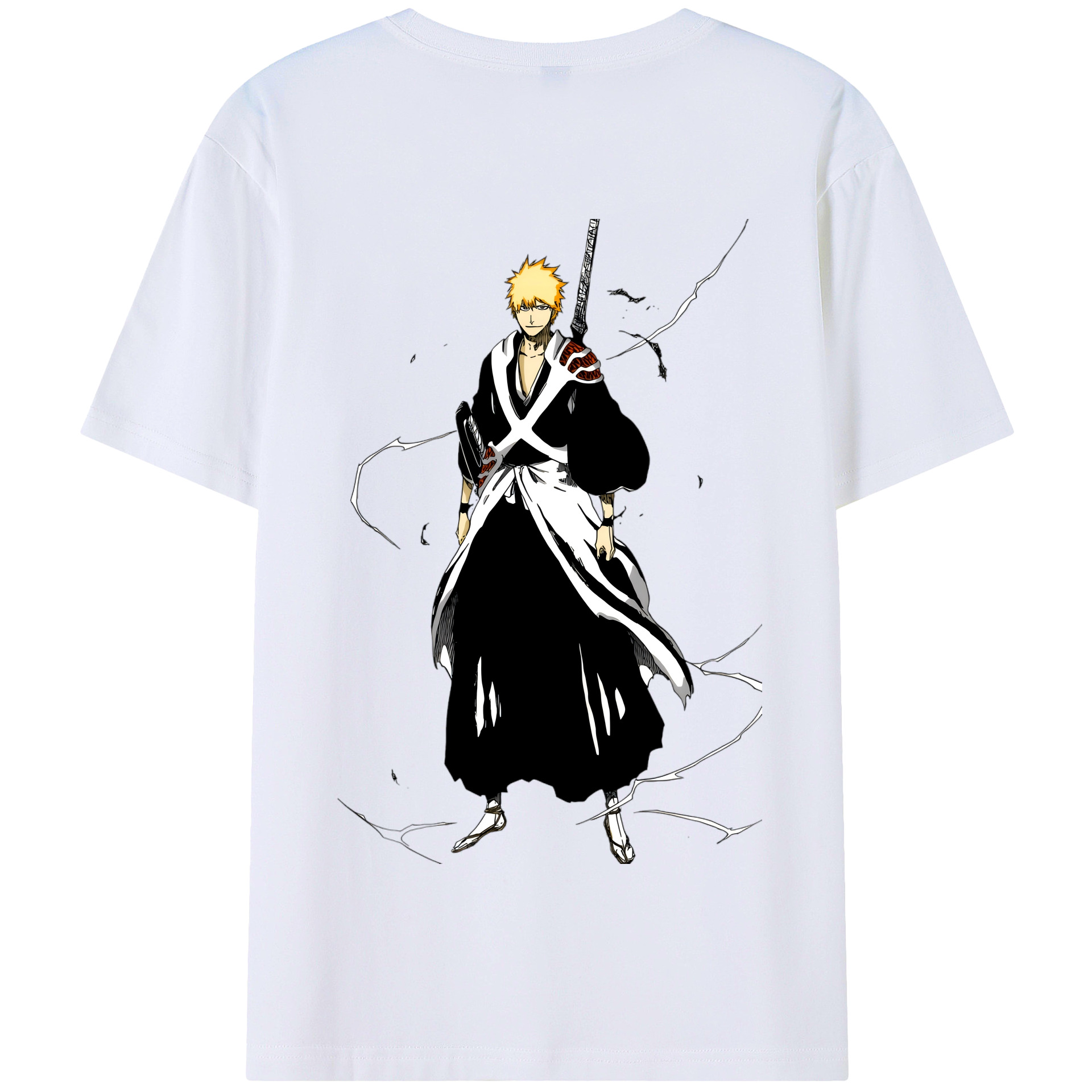 （画像用） ブリーチ 黒崎一護（くろさき いちご）BLEACH Kurosaki Ichigo 綿100％半袖Tシャツ（背面プリント）