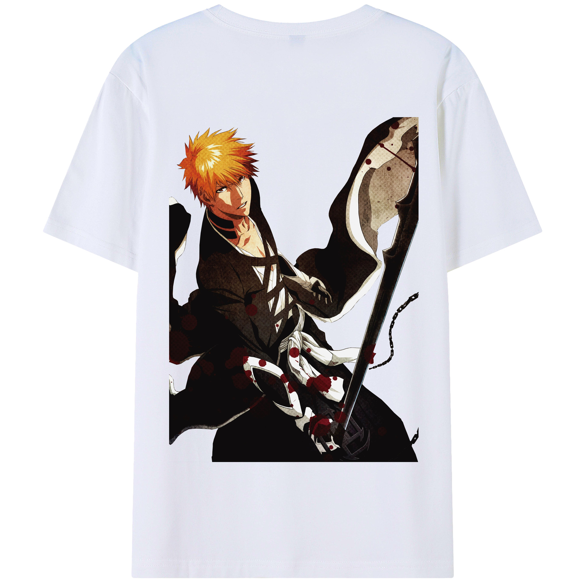 （画像用） ブリーチ 黒崎一護（くろさき いちご）BLEACH Kurosaki Ichigo 綿100％半袖Tシャツ（背面プリント）