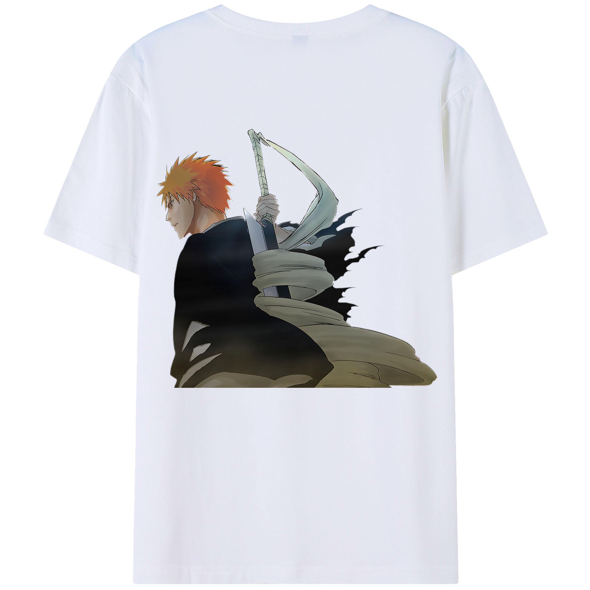 （画像用） ブリーチ 黒崎一護（くろさき いちご）BLEACH Kurosaki Ichigo 綿100％半袖Tシャツ（背面プリント）