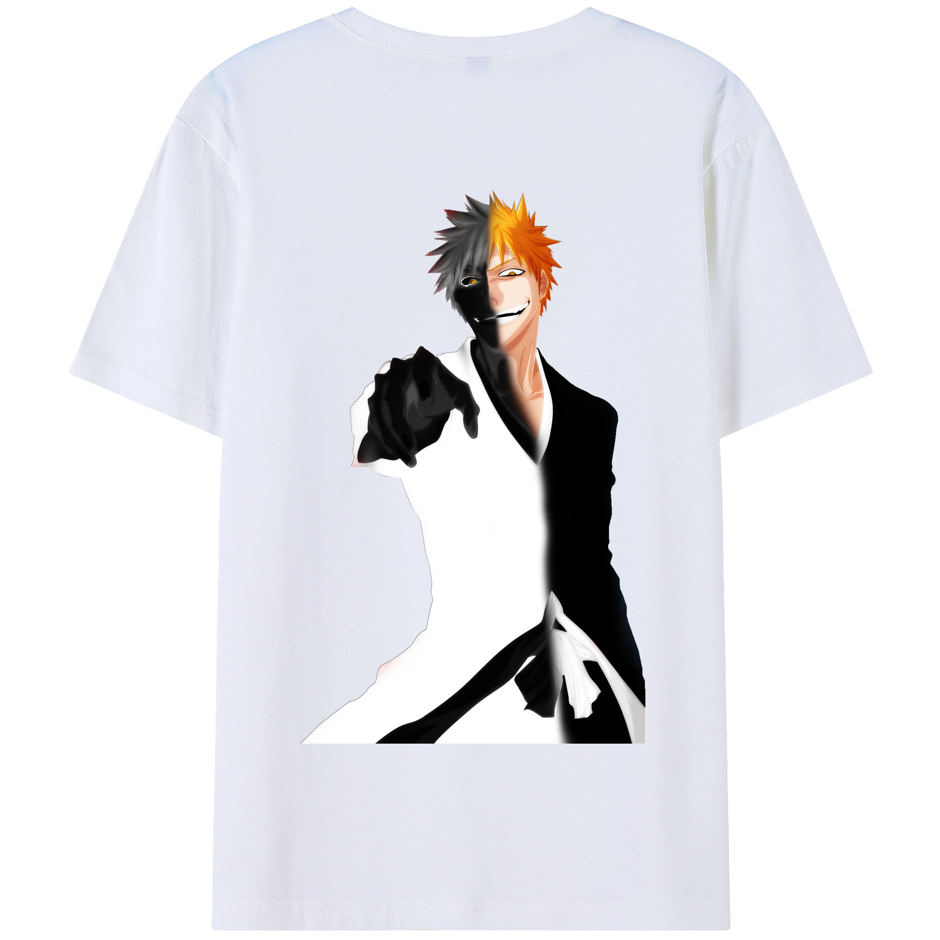 （画像用） ブリーチ 黒崎一護（くろさき いちご）BLEACH Kurosaki Ichigo 綿100％半袖Tシャツ（背面プリント）
