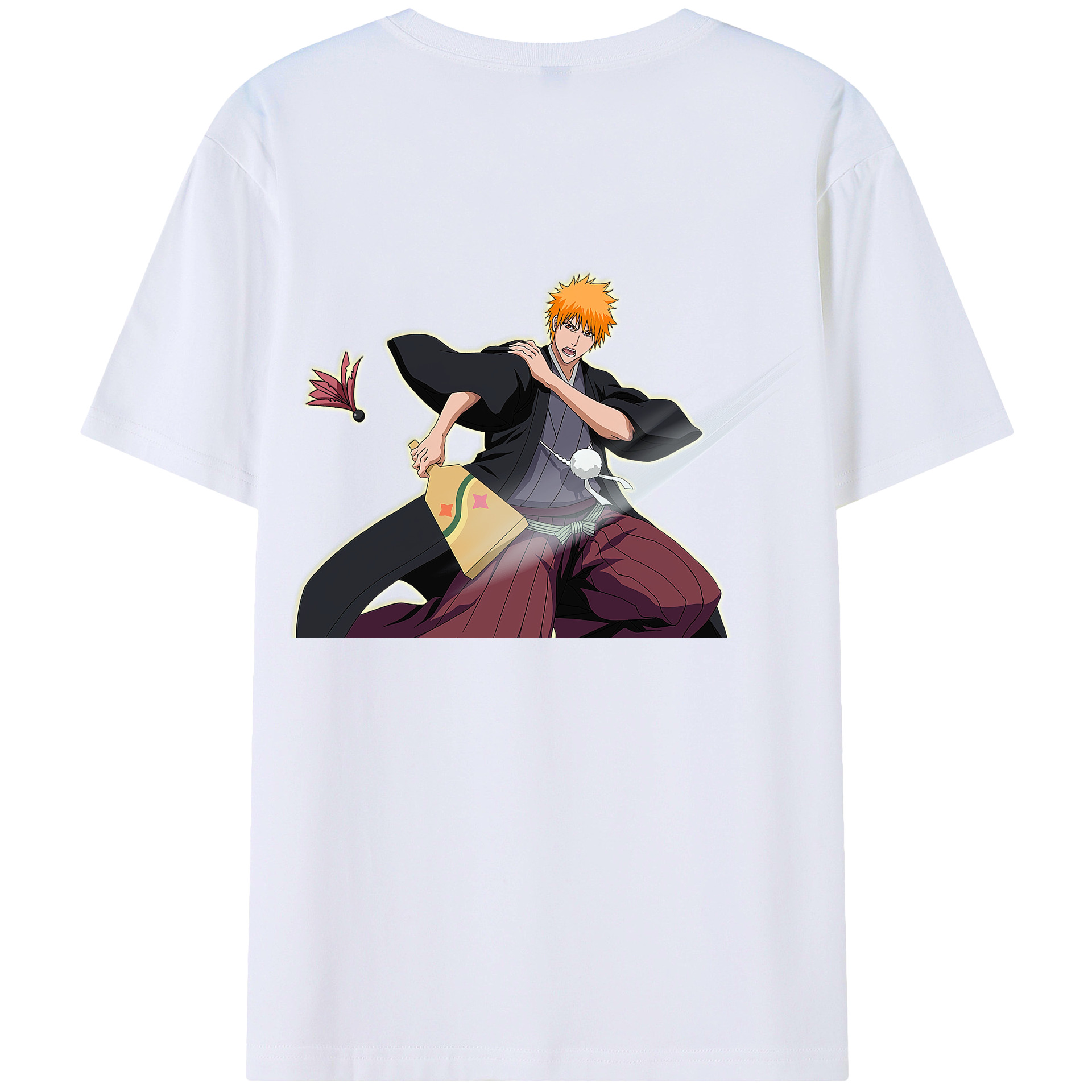 （画像用） ブリーチ 黒崎一護（くろさき いちご）BLEACH Kurosaki Ichigo 綿100％半袖Tシャツ（背面プリント）