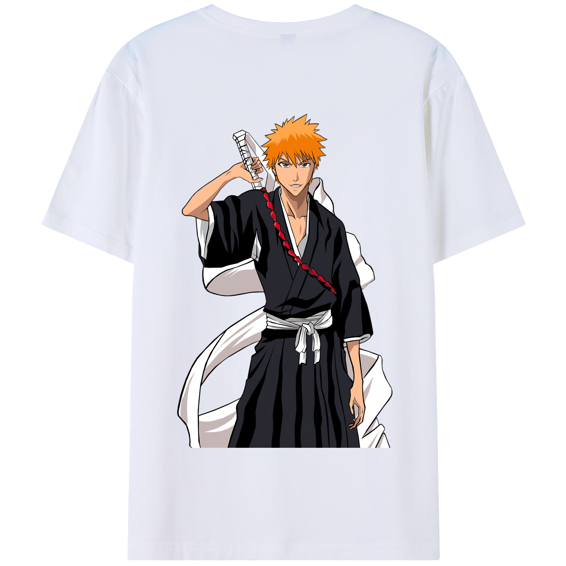 （画像用） ブリーチ 黒崎一護（くろさき いちご）BLEACH Kurosaki Ichigo 綿100％半袖Tシャツ（背面プリント）