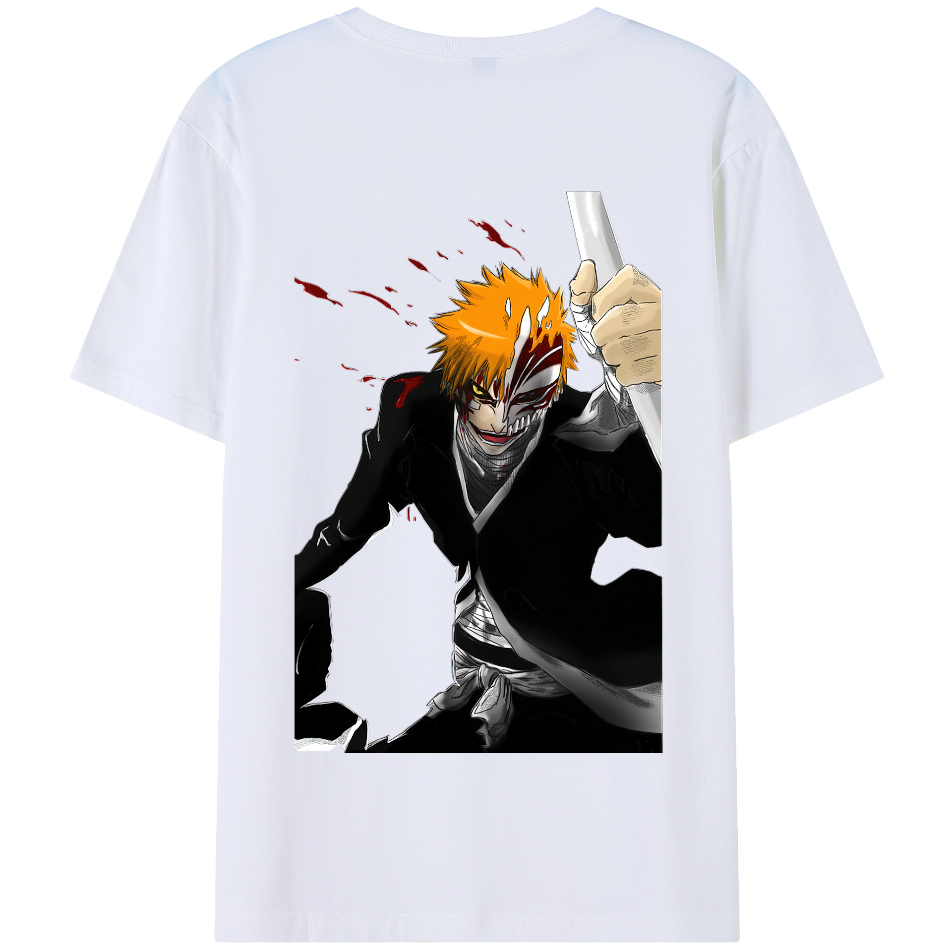 （画像用） ブリーチ 黒崎一護（くろさき いちご）BLEACH Kurosaki Ichigo 綿100％半袖Tシャツ（背面プリント）