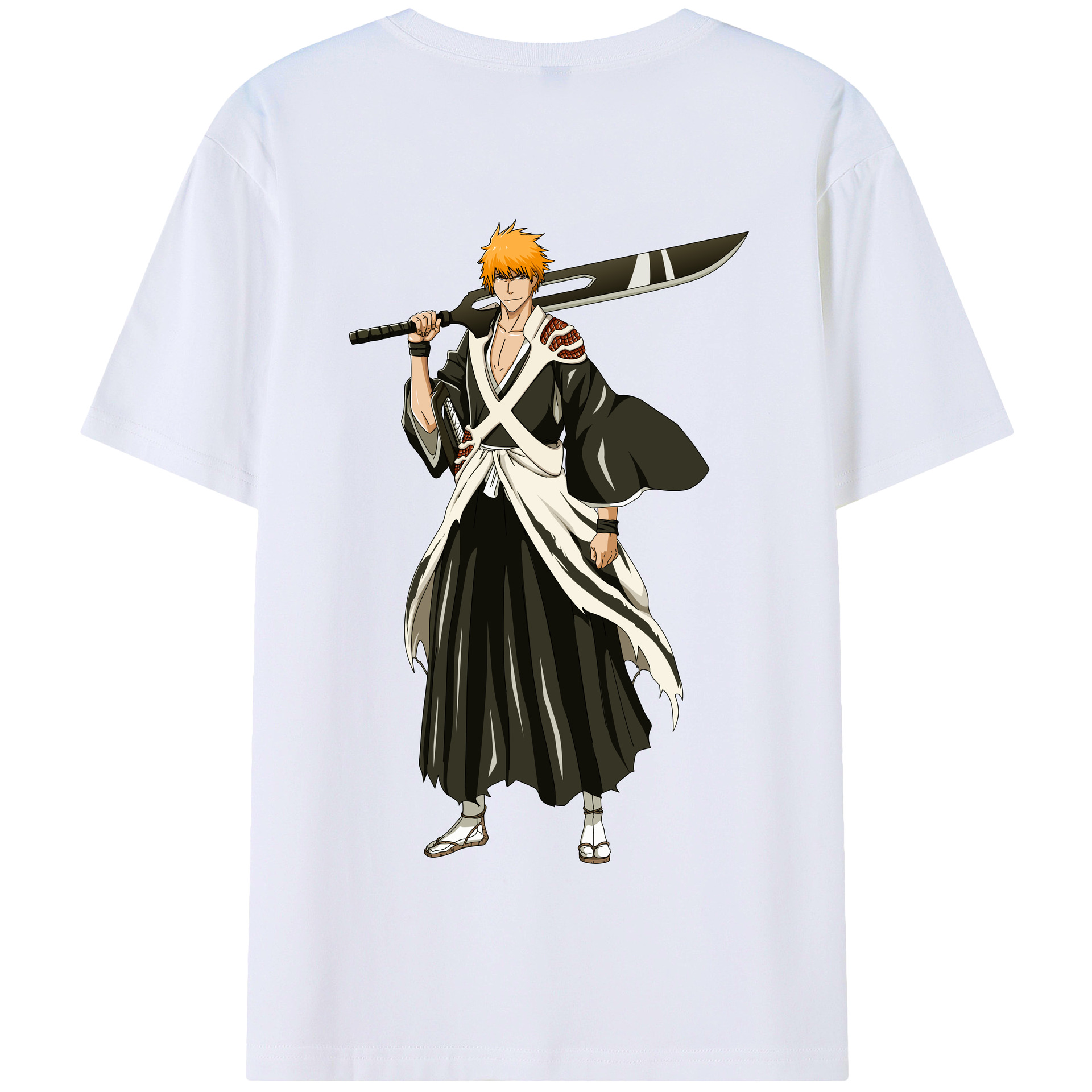 （画像用） ブリーチ 黒崎一護（くろさき いちご）BLEACH Kurosaki Ichigo 綿100％半袖Tシャツ（背面プリント）