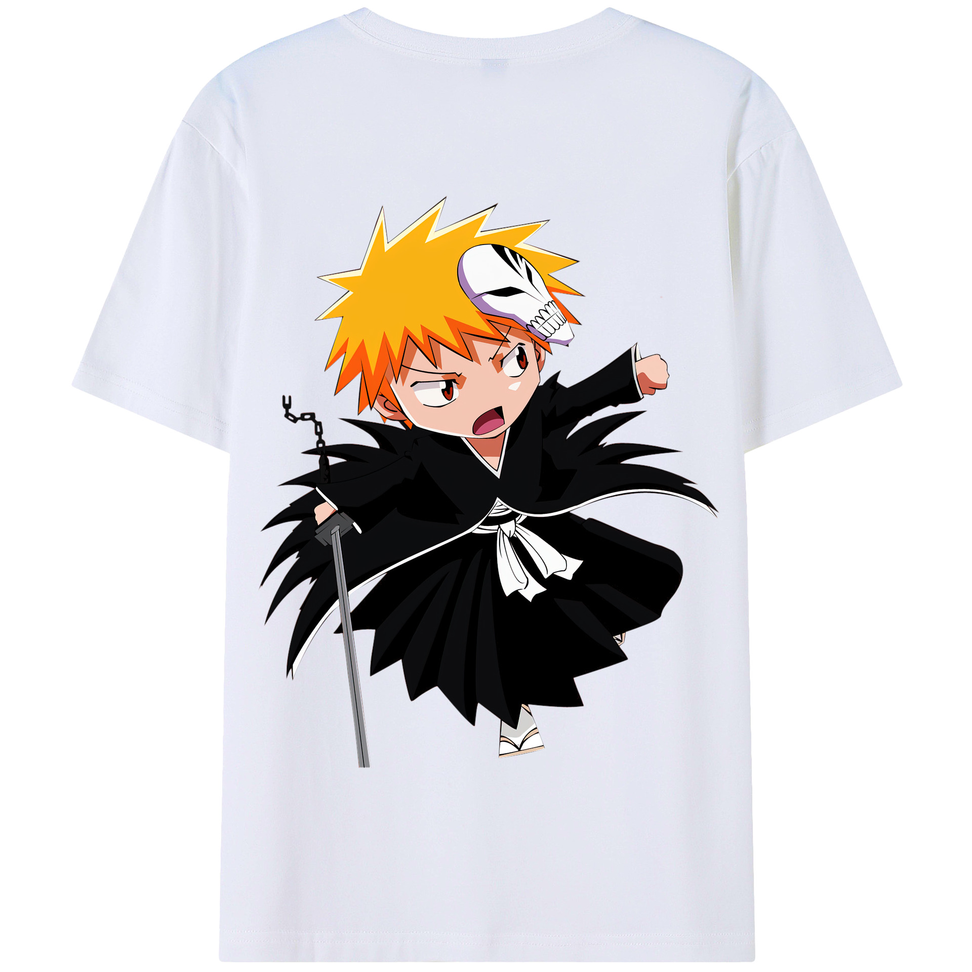 （画像用） ブリーチ 黒崎一護（くろさき いちご）BLEACH Kurosaki Ichigo 綿100％半袖Tシャツ（背面プリント）