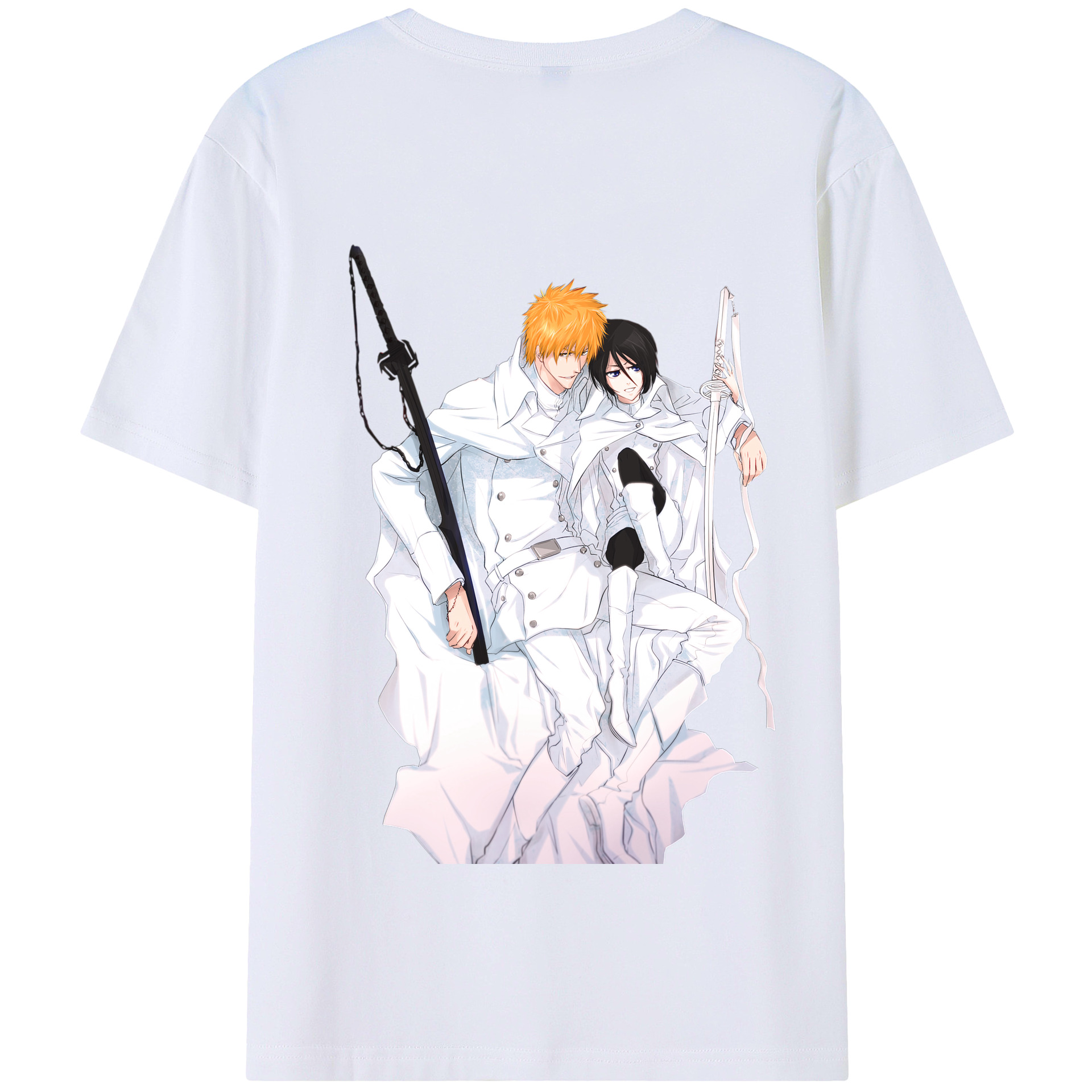 （画像用） ブリーチ 黒崎一護（くろさき いちご）BLEACH Kurosaki Ichigo 綿100％半袖Tシャツ（背面プリント）