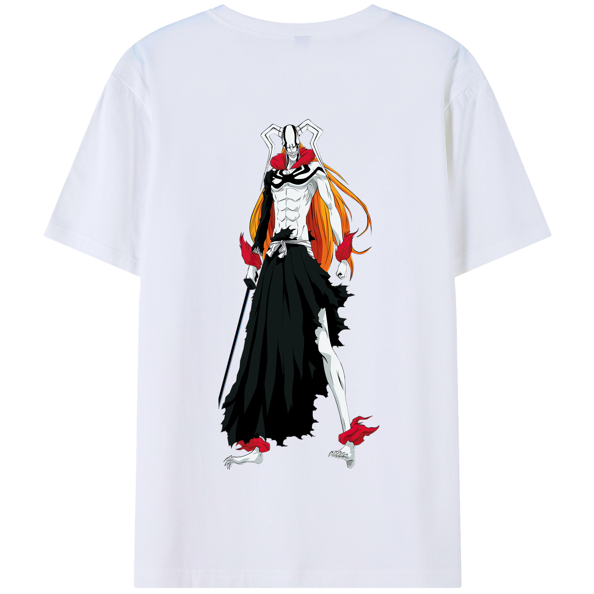 （画像用） ブリーチ 黒崎一護（くろさき いちご）BLEACH Kurosaki Ichigo 綿100％半袖Tシャツ（背面プリント）
