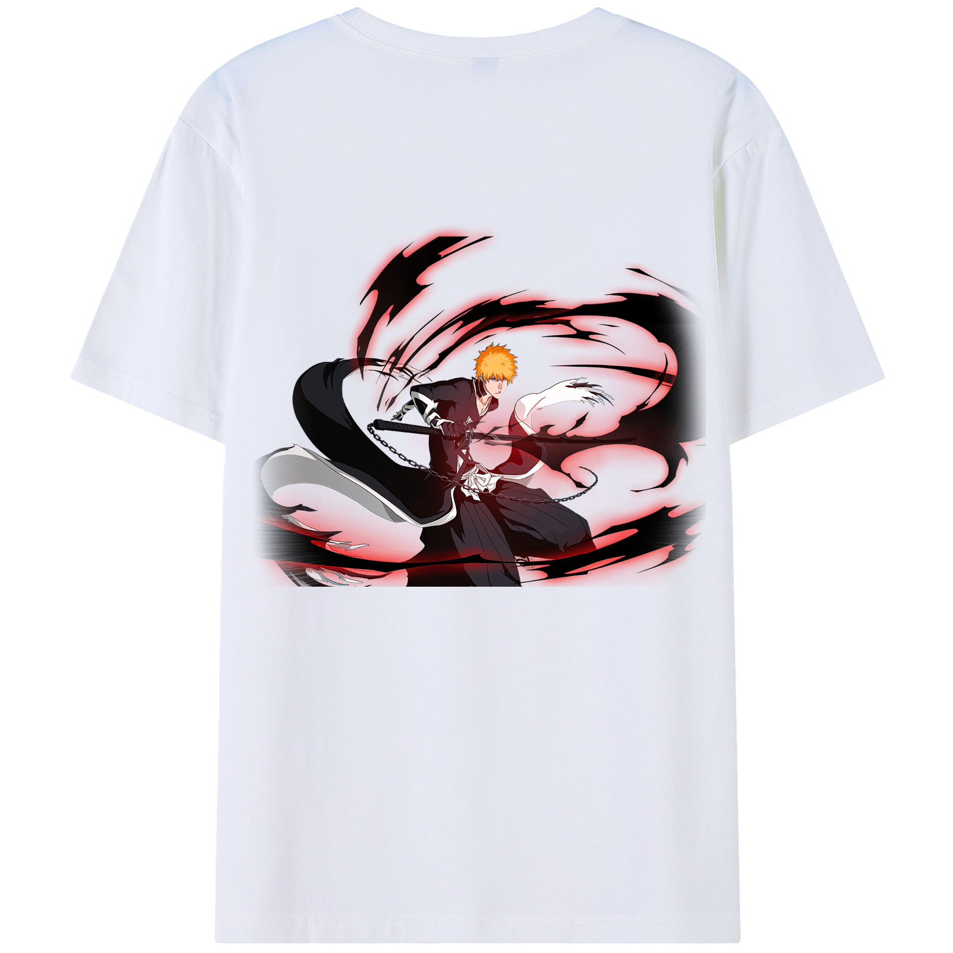 （画像用） ブリーチ 黒崎一護（くろさき いちご）BLEACH Kurosaki Ichigo 綿100％半袖Tシャツ（背面プリント）
