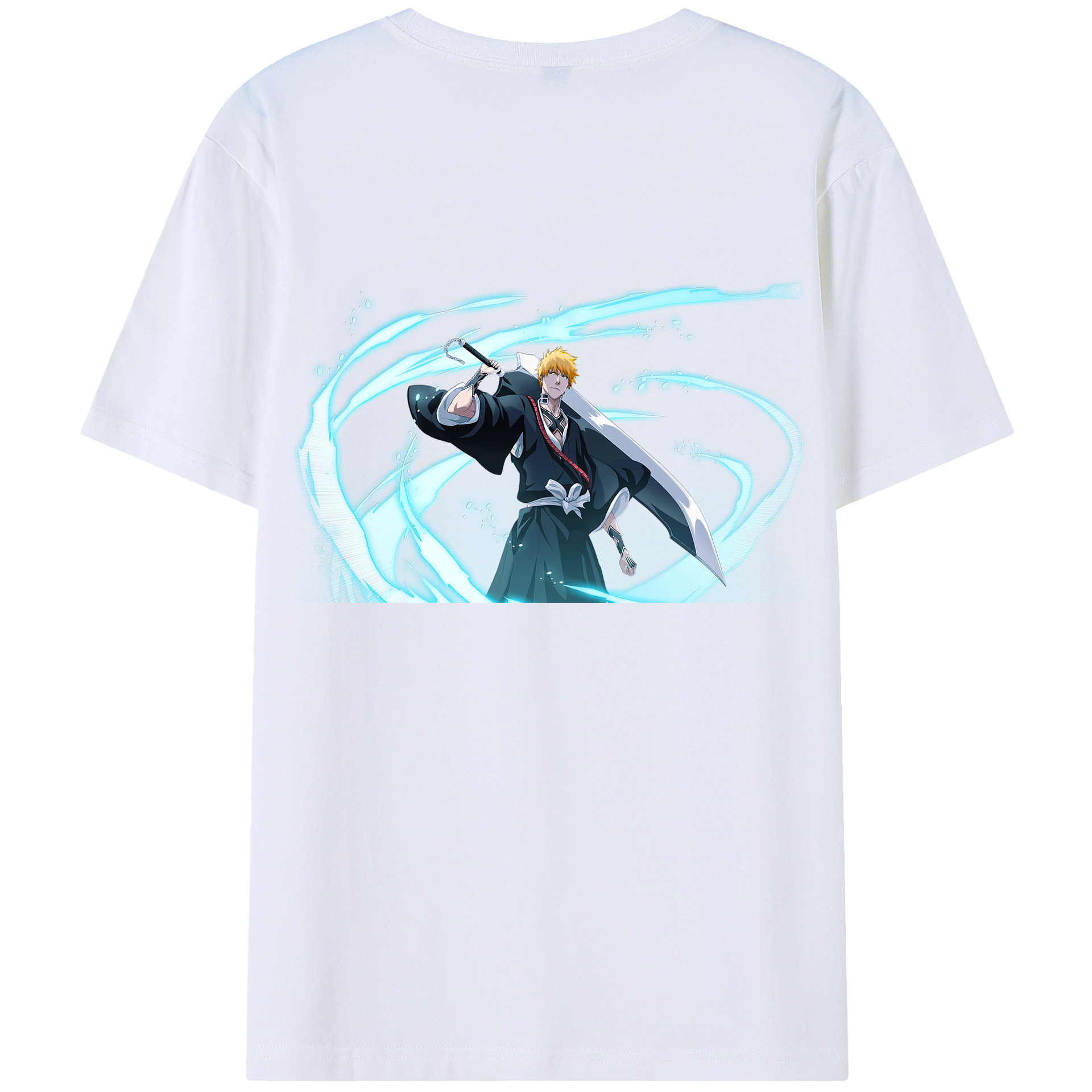 （画像用） ブリーチ 黒崎一護（くろさき いちご）BLEACH Kurosaki Ichigo 綿100％半袖Tシャツ（背面プリント）