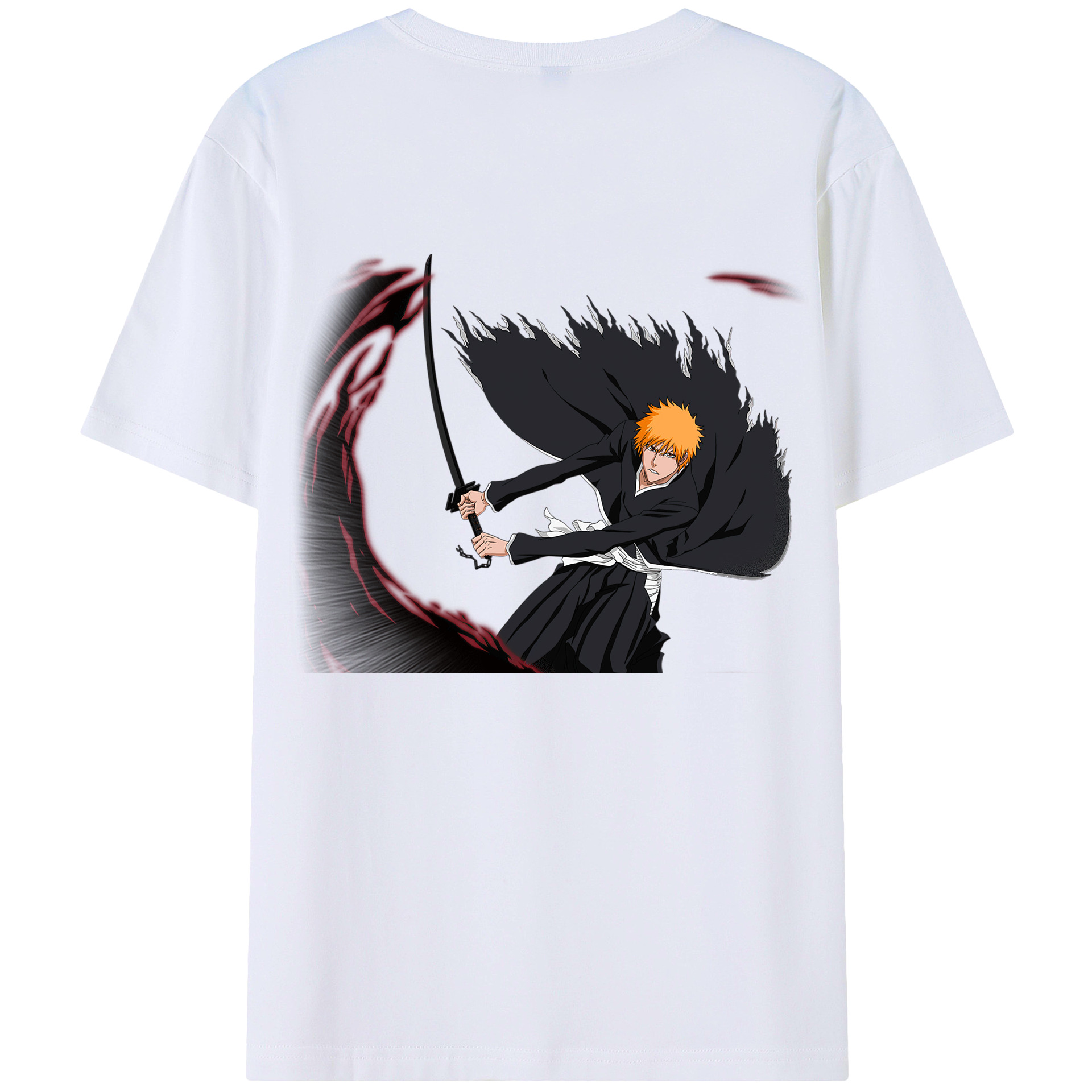 （画像用） ブリーチ 黒崎一護（くろさき いちご）BLEACH Kurosaki Ichigo 綿100％半袖Tシャツ（背面プリント）