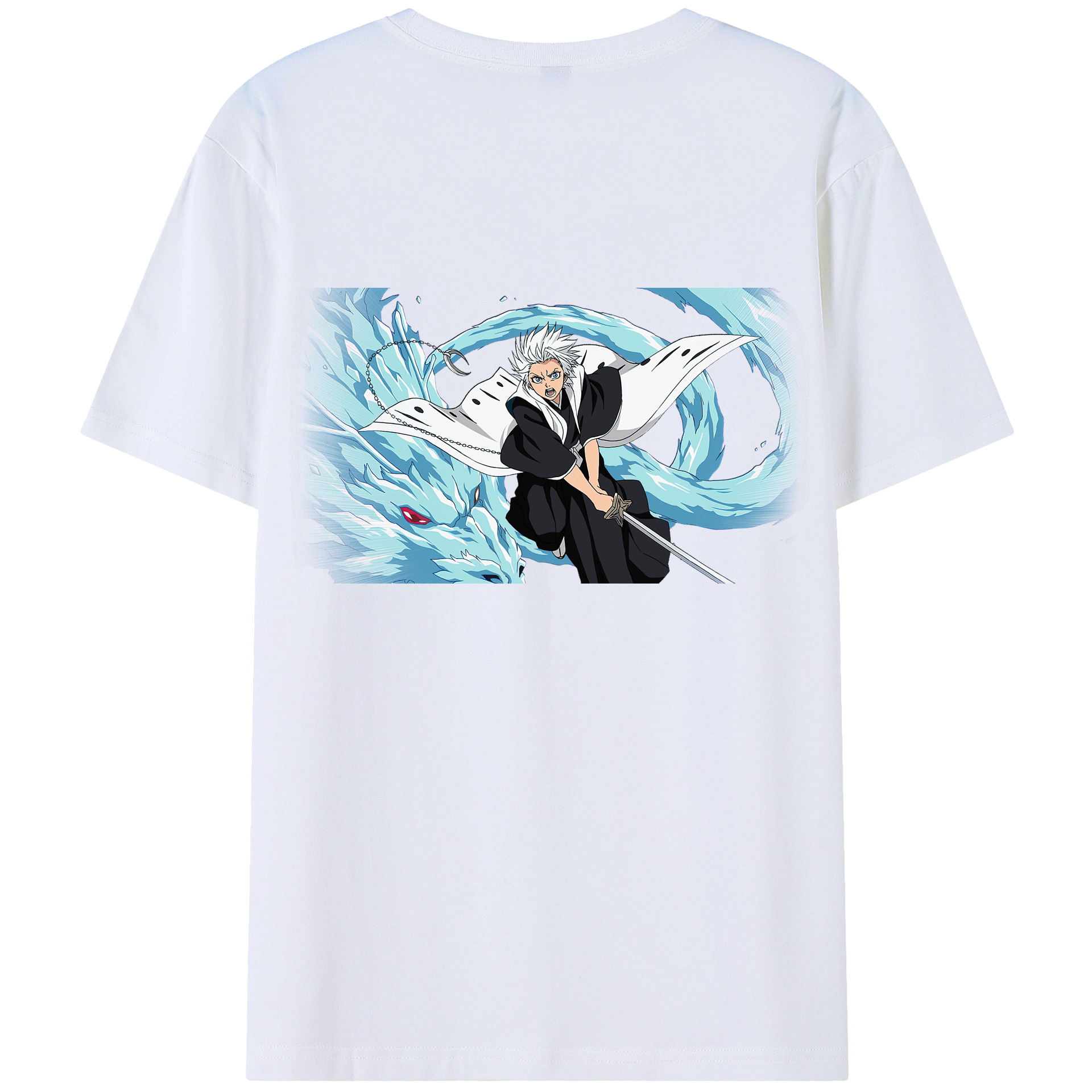 （画像用） ブリーチ 日番谷冬獅郎（ひつがや とうしろう） BLEACH Hitsugaya Toushirou 綿100％半袖Tシャツ（背面プリント）