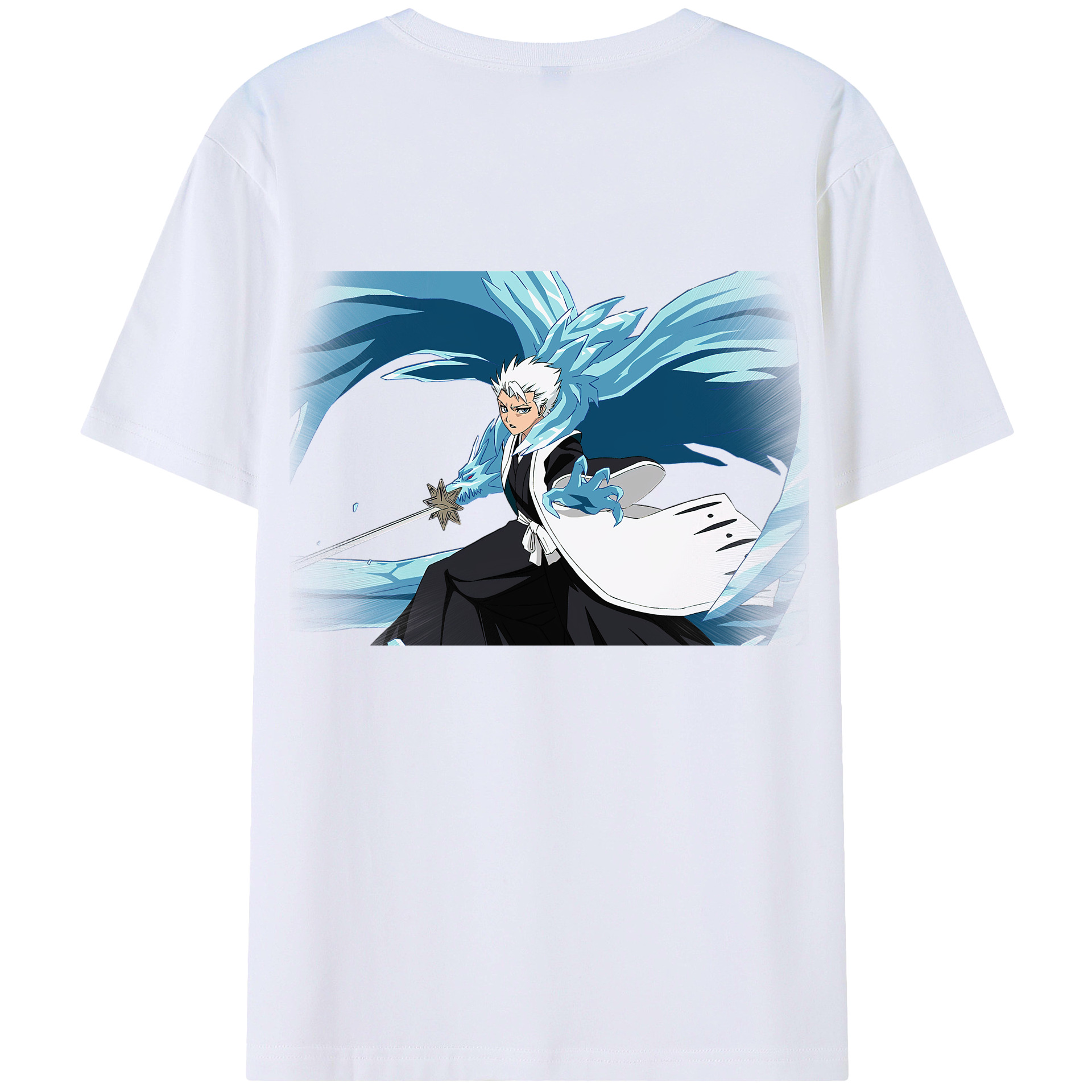 （画像用） ブリーチ 日番谷冬獅郎（ひつがや とうしろう） BLEACH Hitsugaya Toushirou 綿100％半袖Tシャツ（背面プリント）