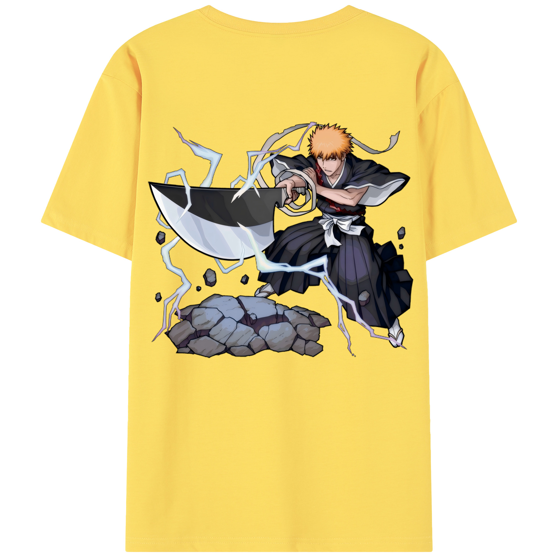 （画像用） ブリーチ 黒崎一護（くろさき いちご）BLEACH Kurosaki Ichigo 綿100％半袖Tシャツ（背面プリント）