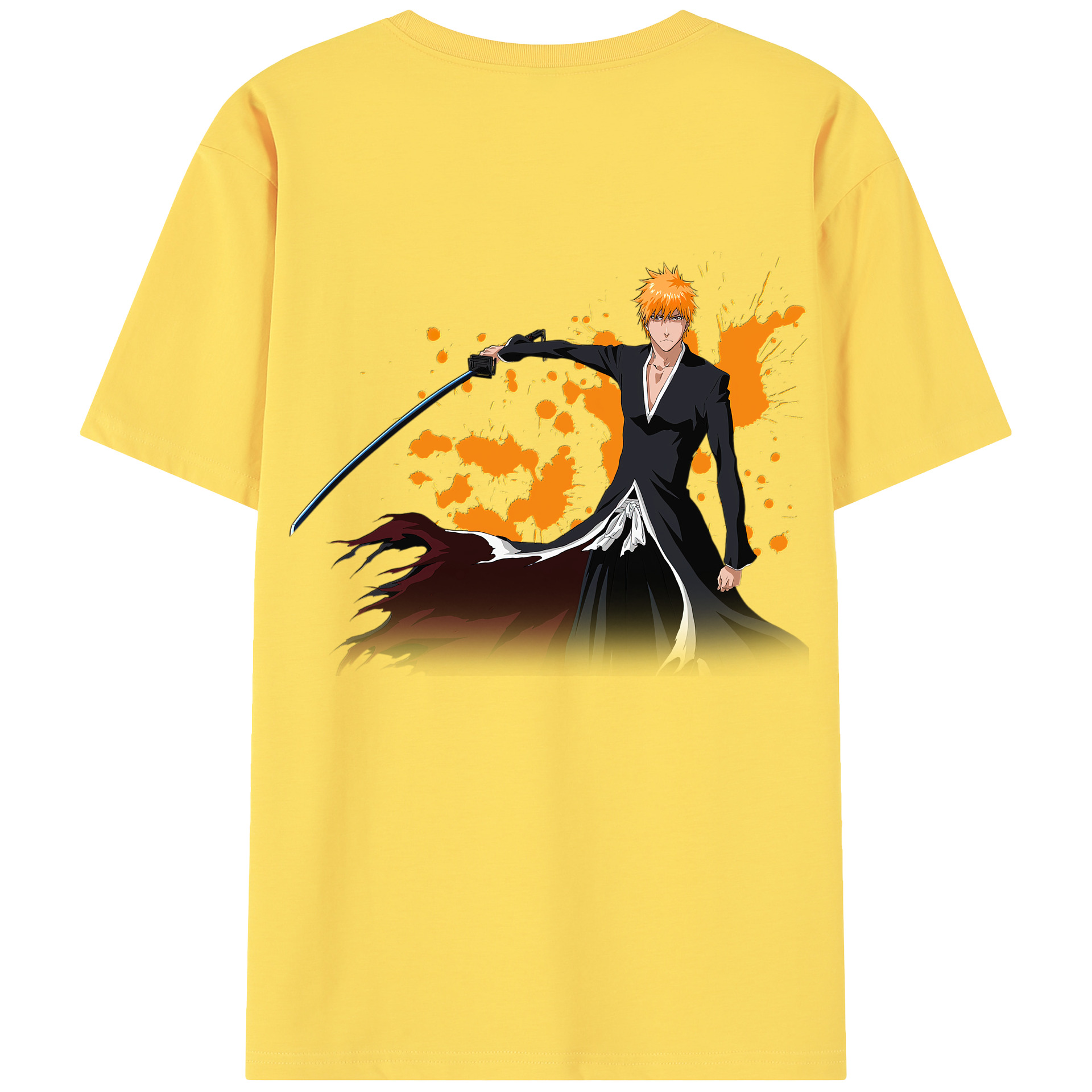（画像用） ブリーチ 黒崎一護（くろさき いちご）BLEACH Kurosaki Ichigo 綿100％半袖Tシャツ（背面プリント）