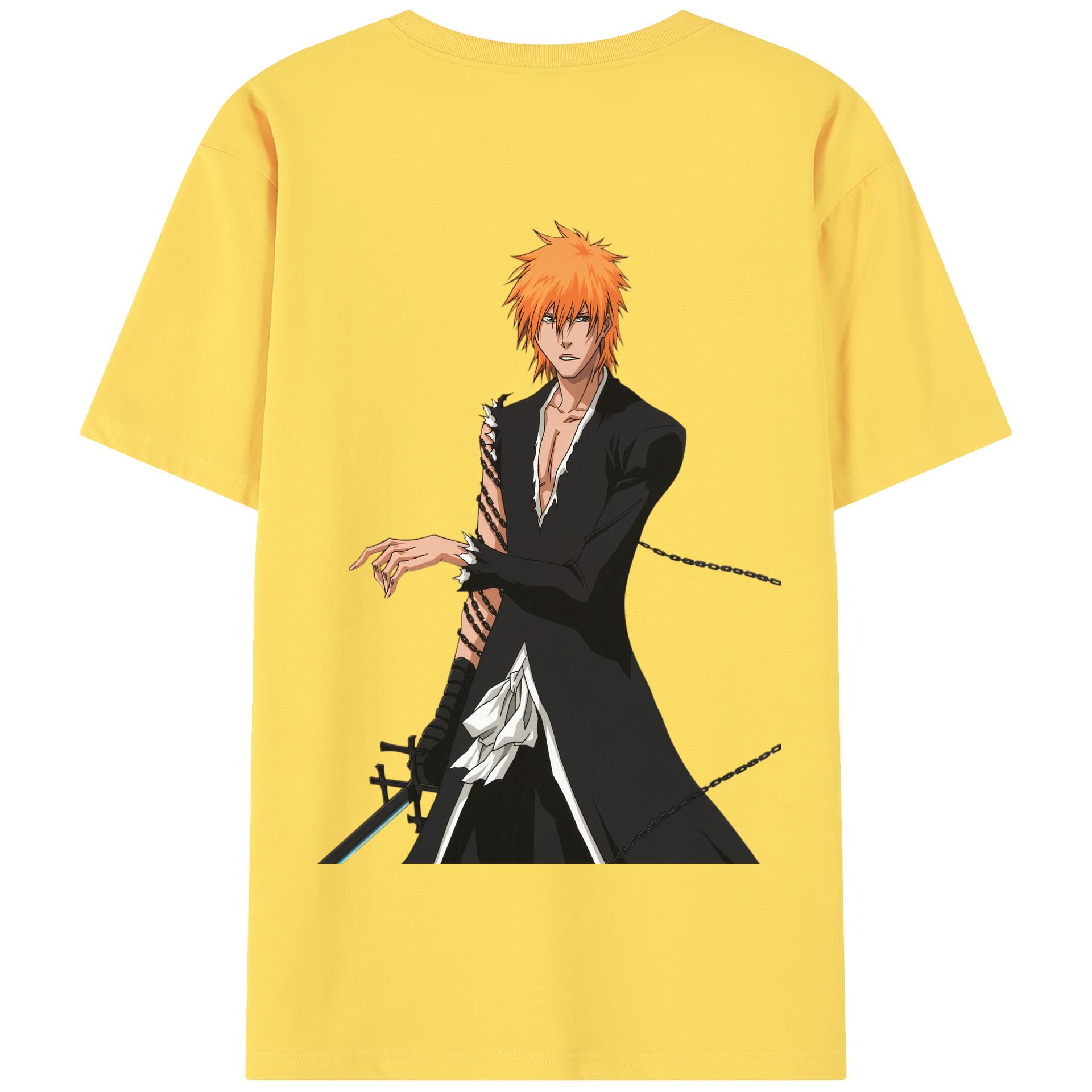 （画像用） ブリーチ 黒崎一護（くろさき いちご）BLEACH Kurosaki Ichigo 綿100％半袖Tシャツ（背面プリント）