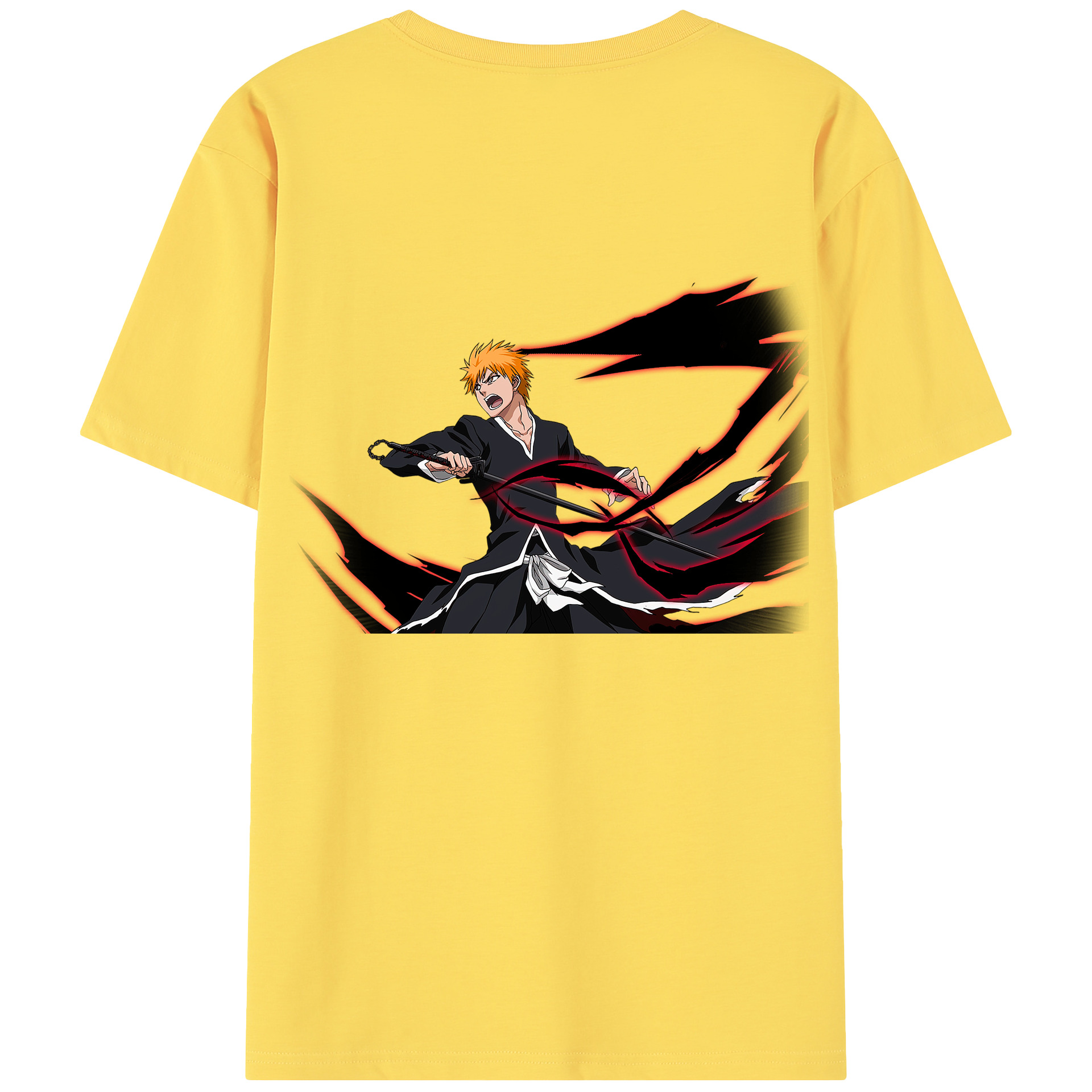 （画像用） ブリーチ 黒崎一護（くろさき いちご）BLEACH Kurosaki Ichigo 綿100％半袖Tシャツ（背面プリント）