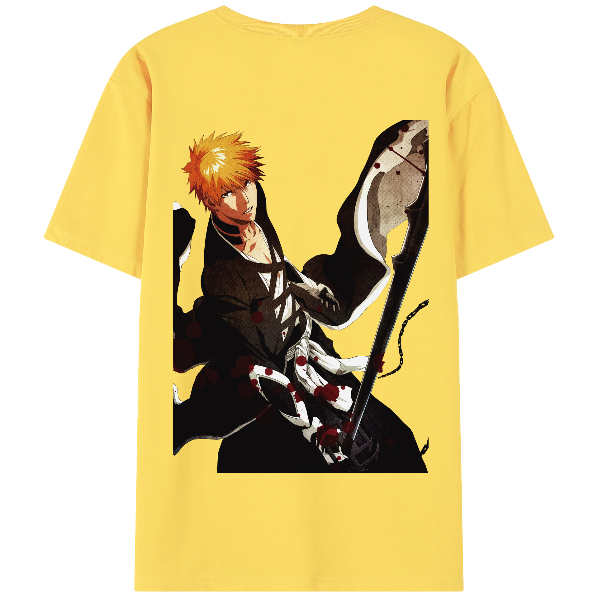 （画像用） ブリーチ 黒崎一護（くろさき いちご）BLEACH Kurosaki Ichigo 綿100％半袖Tシャツ（背面プリント）