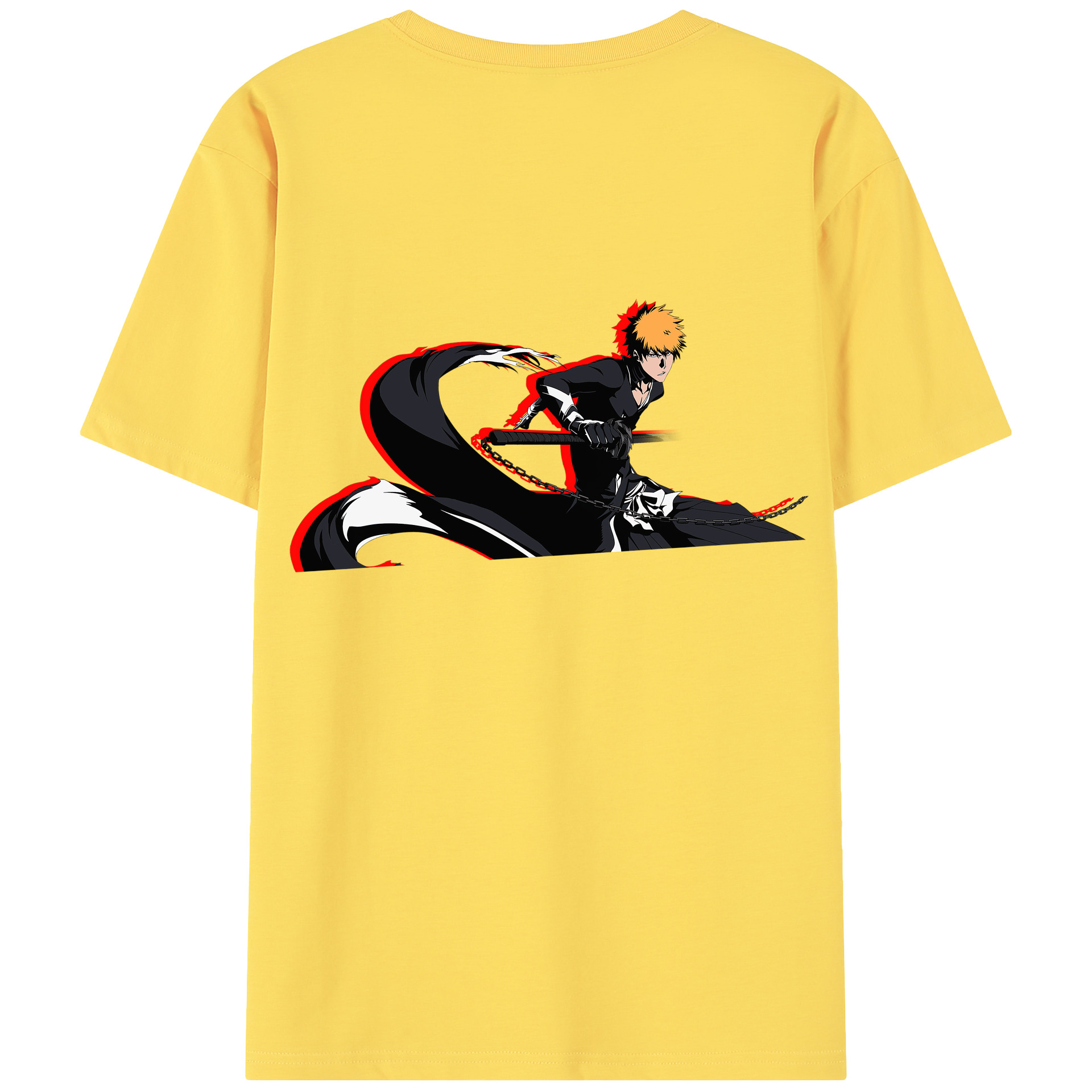 （画像用） ブリーチ 黒崎一護（くろさき いちご）BLEACH Kurosaki Ichigo 綿100％半袖Tシャツ（背面プリント）