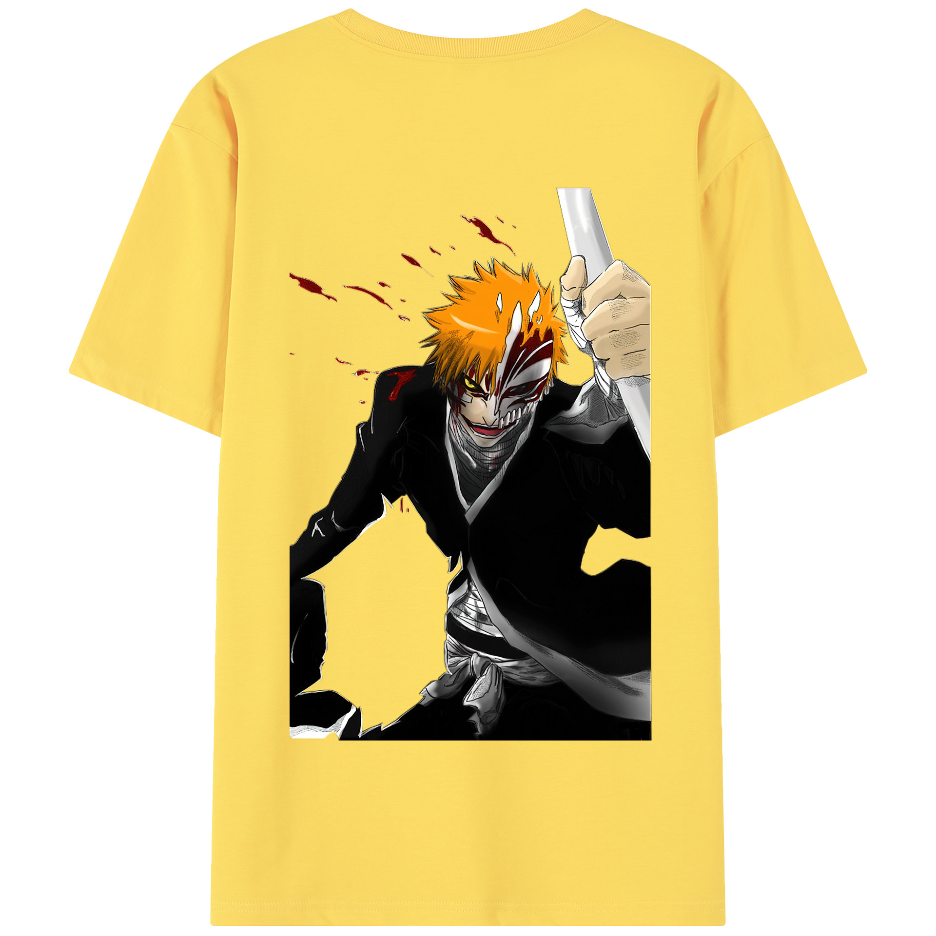 （画像用） ブリーチ 黒崎一護（くろさき いちご）BLEACH Kurosaki Ichigo 綿100％半袖Tシャツ（背面プリント）