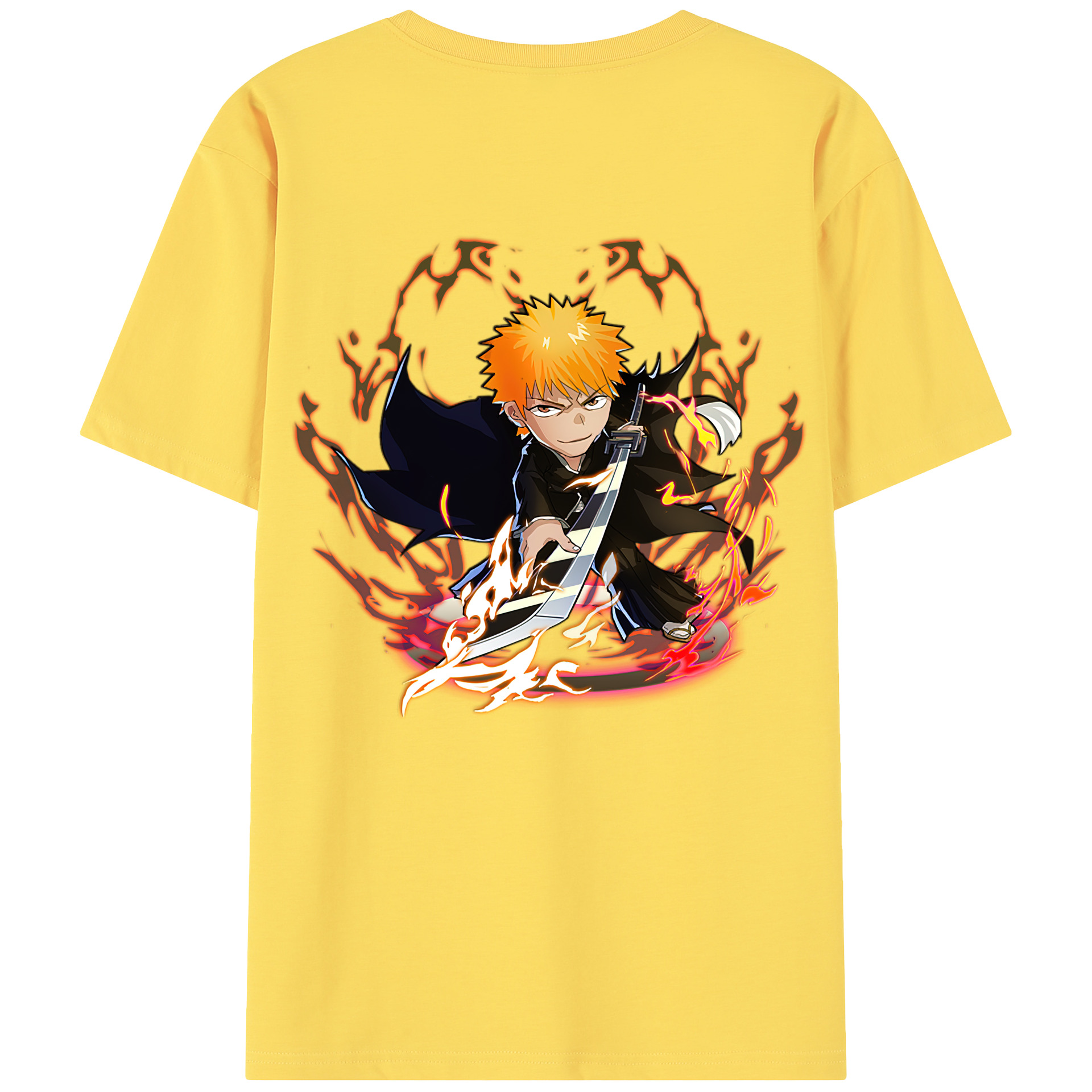 （画像用） ブリーチ 黒崎一護（くろさき いちご）BLEACH Kurosaki Ichigo 綿100％半袖Tシャツ（背面プリント）