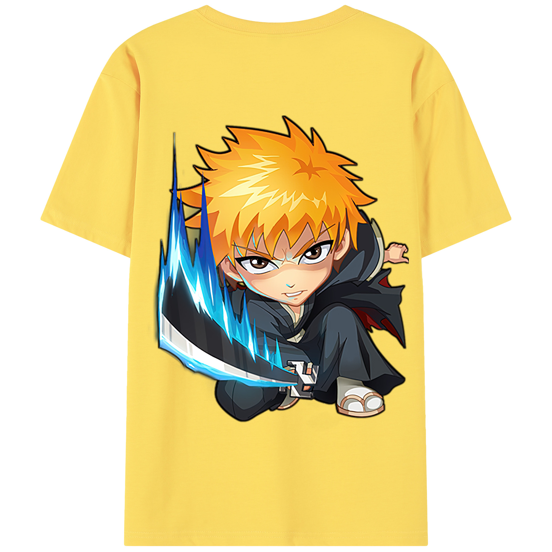 （画像用） ブリーチ 黒崎一護（くろさき いちご）BLEACH Kurosaki Ichigo 綿100％半袖Tシャツ（背面プリント）