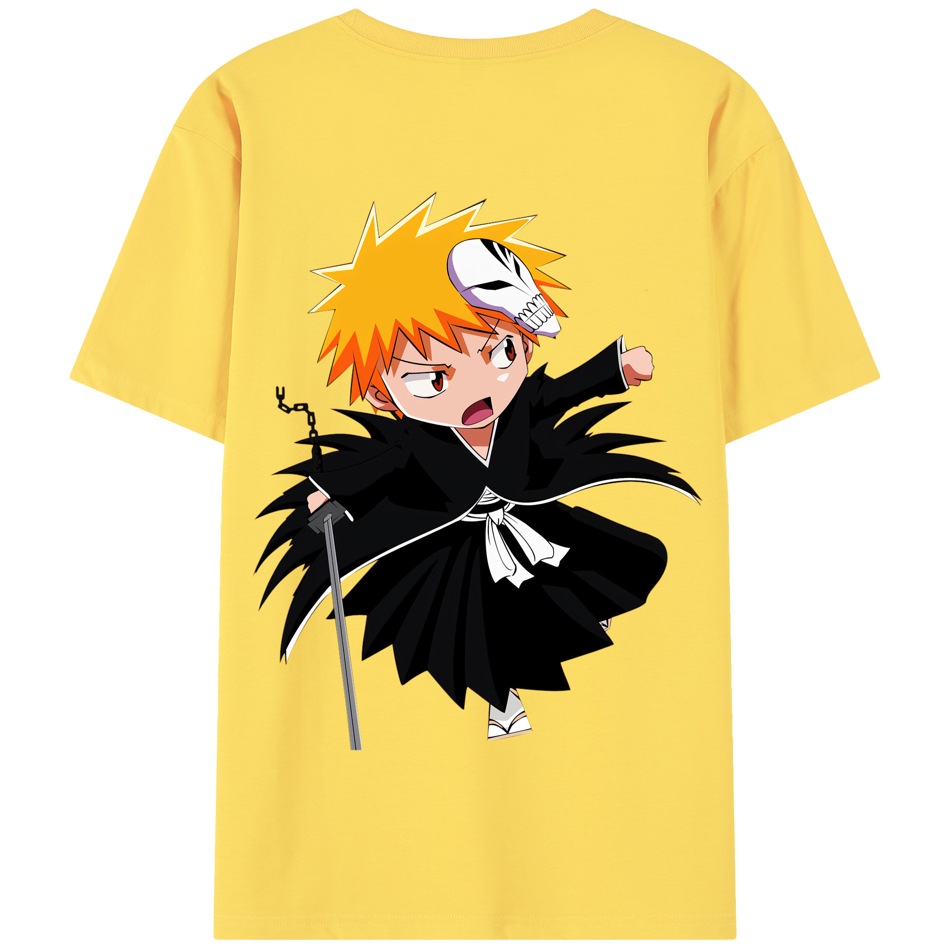 （画像用） ブリーチ 黒崎一護（くろさき いちご）BLEACH Kurosaki Ichigo 綿100％半袖Tシャツ（背面プリント）