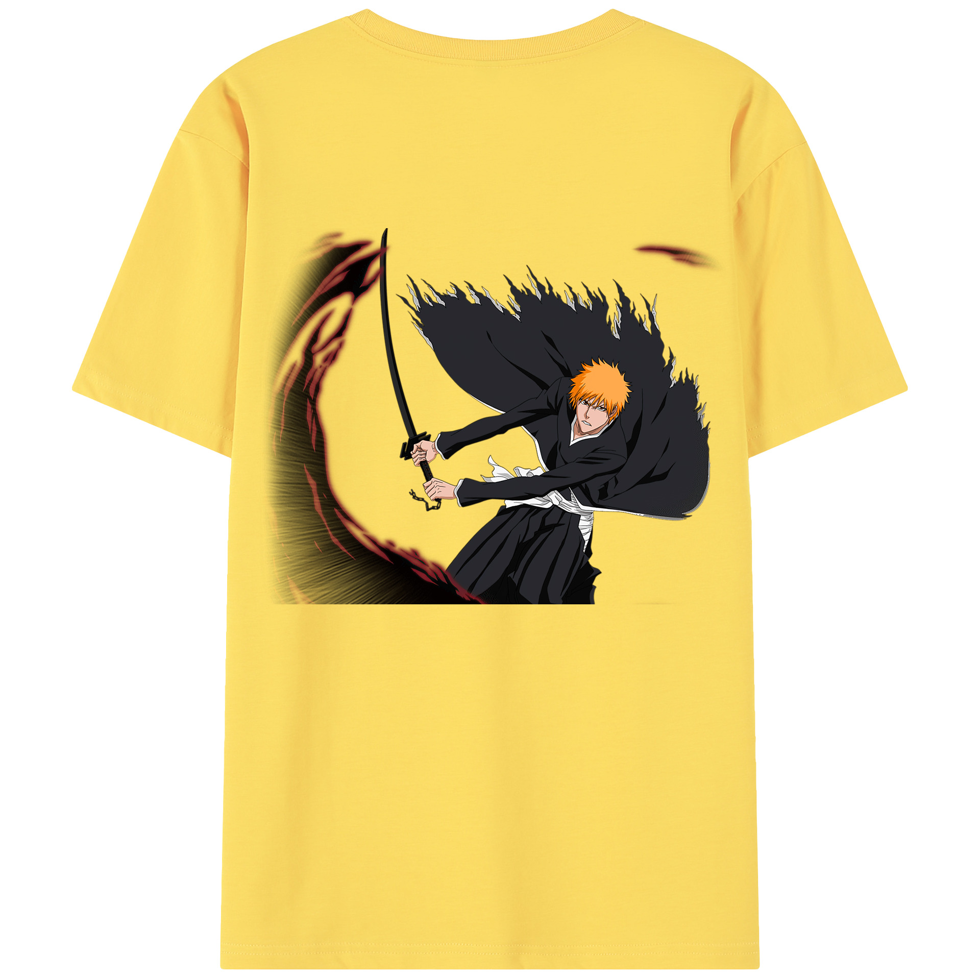 （画像用） ブリーチ 黒崎一護（くろさき いちご）BLEACH Kurosaki Ichigo 綿100％半袖Tシャツ（背面プリント）