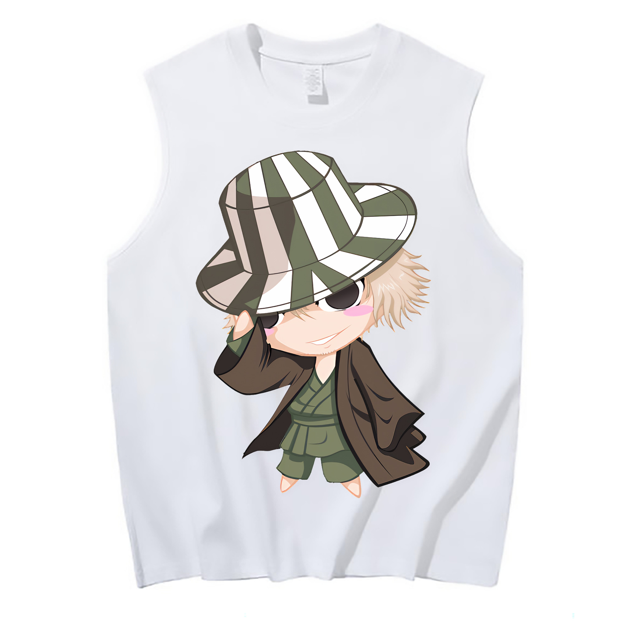 （画像用） "ブリーチ 浦原 喜助（うらはら きすけ） BLEACH Urahara Kisuke " コットン100％タンクトップ（フロントプリント）