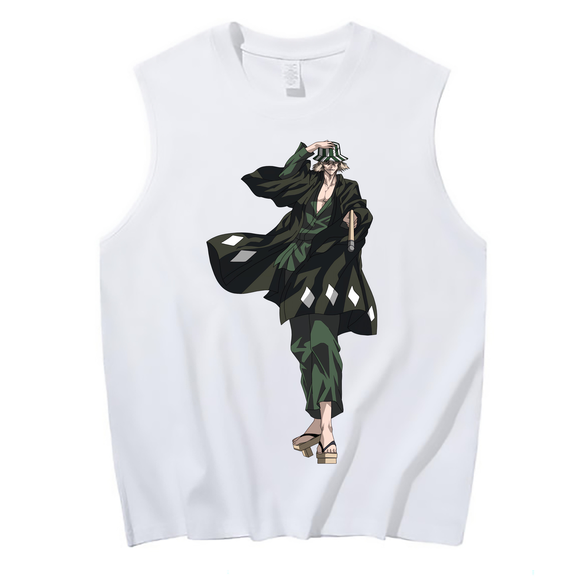 （画像用） "ブリーチ 浦原 喜助（うらはら きすけ） BLEACH Urahara Kisuke " コットン100％タンクトップ（フロントプリント）