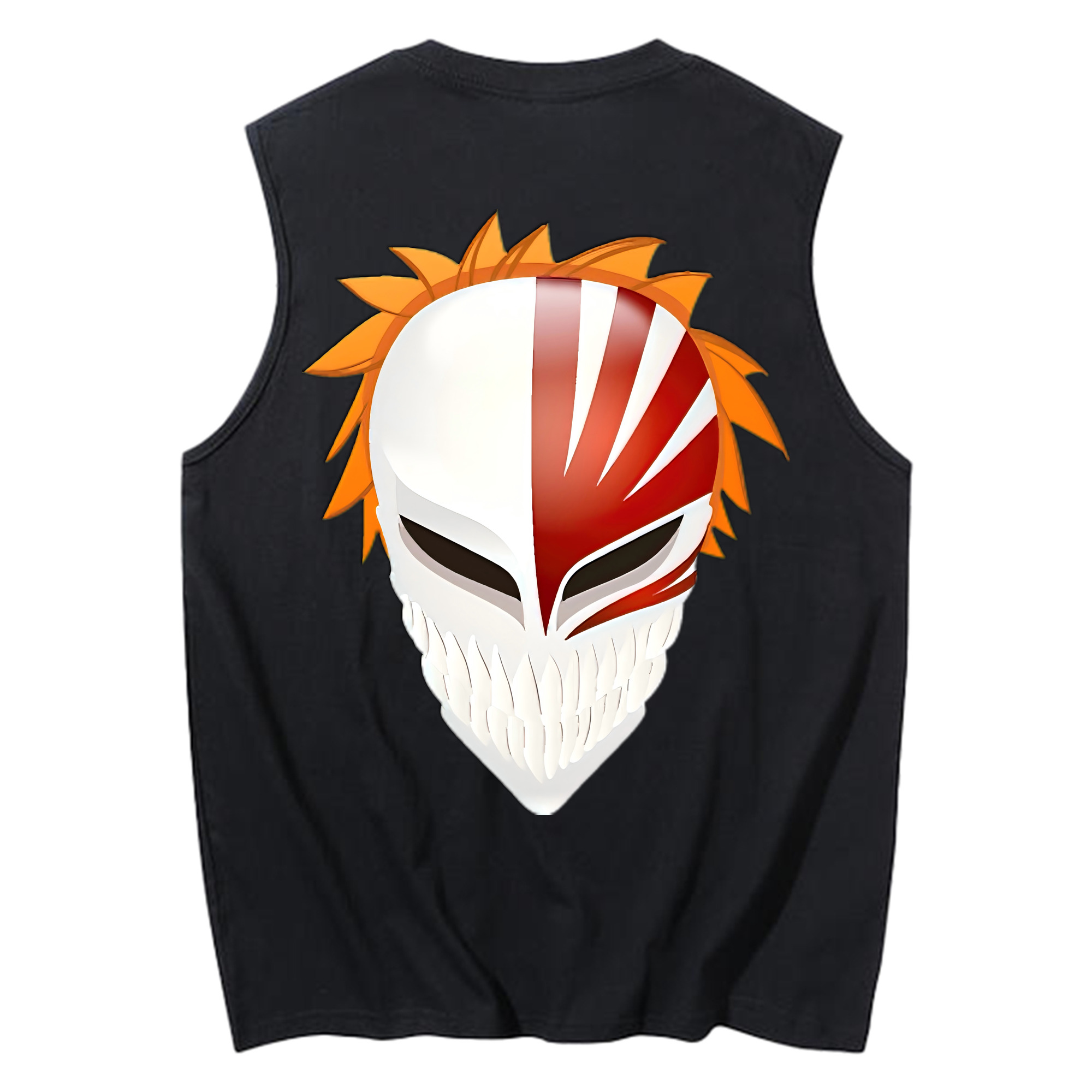 （画像用） ブリーチ 黒崎一護（くろさき いちご）BLEACH Kurosaki Ichigo コットン100％タンクトップ（背面プリント）