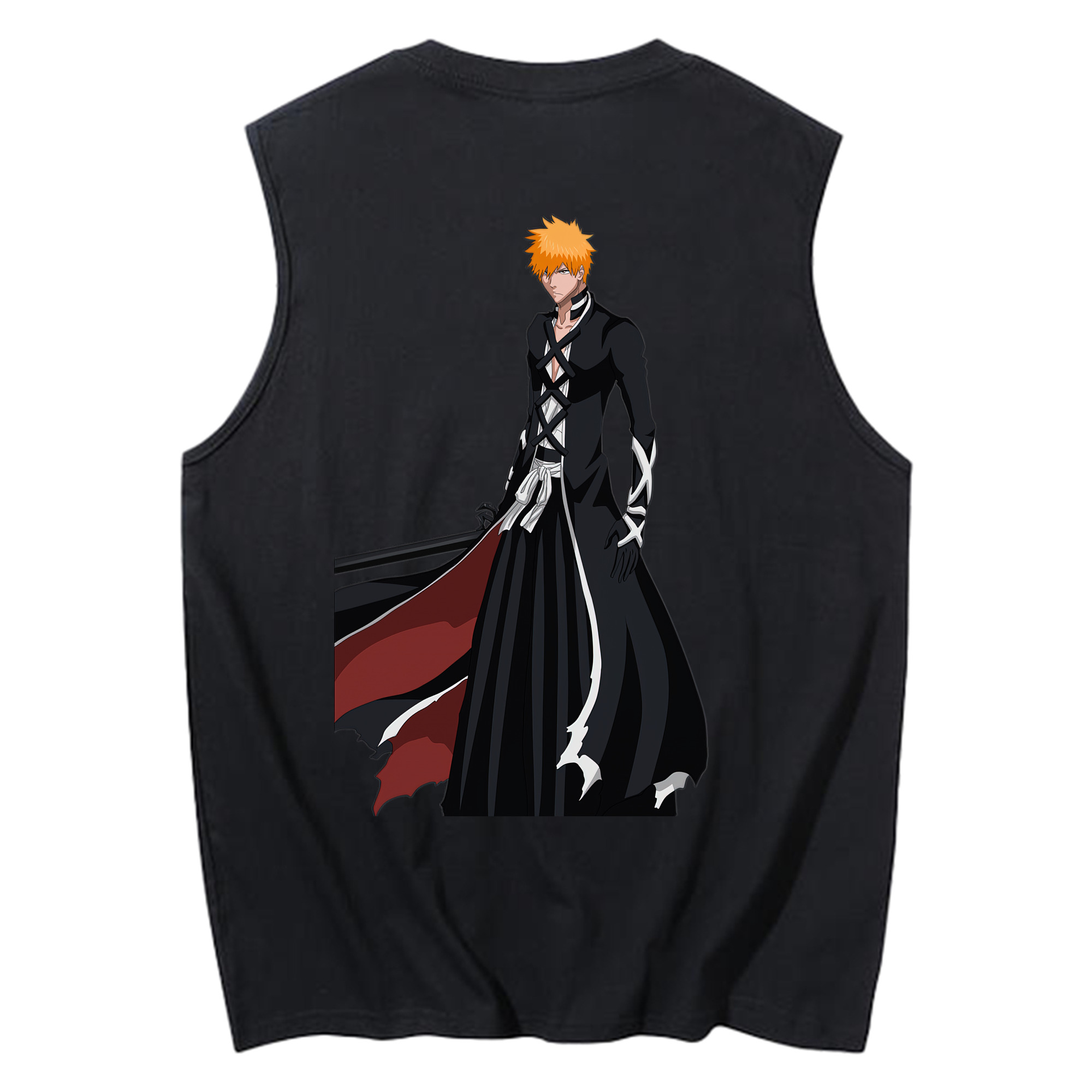 （画像用） ブリーチ 黒崎一護（くろさき いちご）BLEACH Kurosaki Ichigo コットン100％タンクトップ（背面プリント）