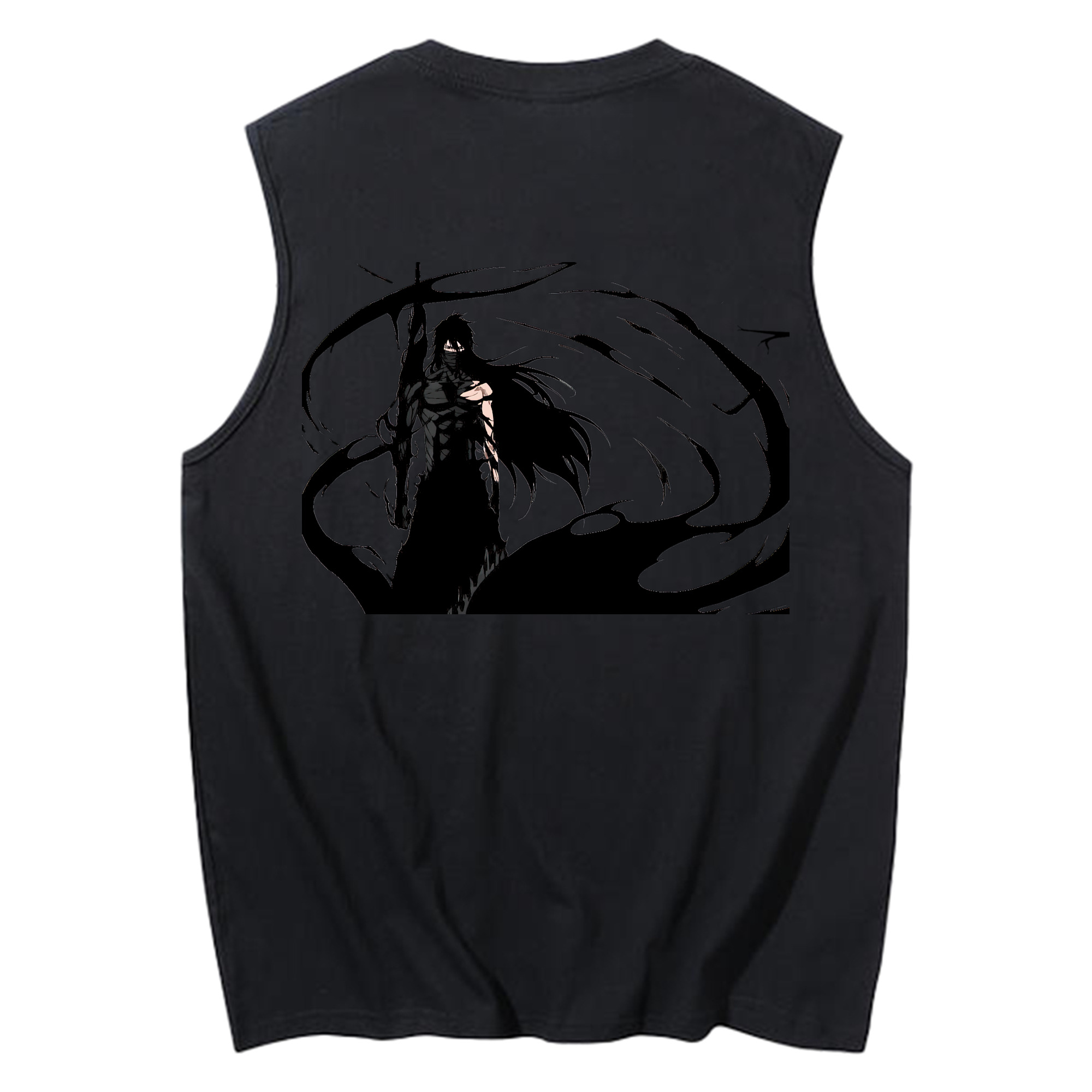 （画像用） ブリーチ 黒崎一護（くろさき いちご）BLEACH Kurosaki Ichigo コットン100％タンクトップ（背面プリント）