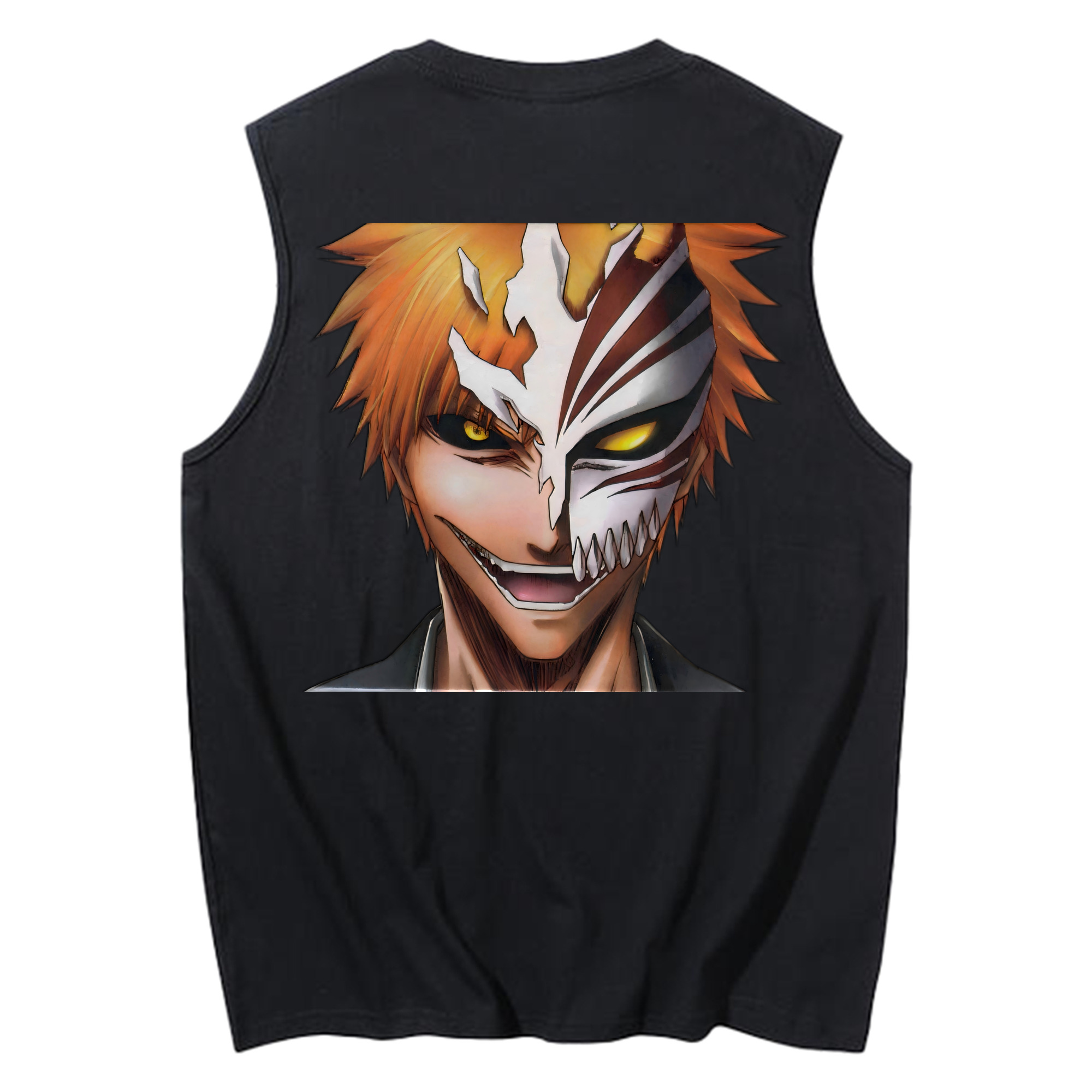 （画像用） ブリーチ 黒崎一護（くろさき いちご）BLEACH Kurosaki Ichigo コットン100％タンクトップ（背面プリント）