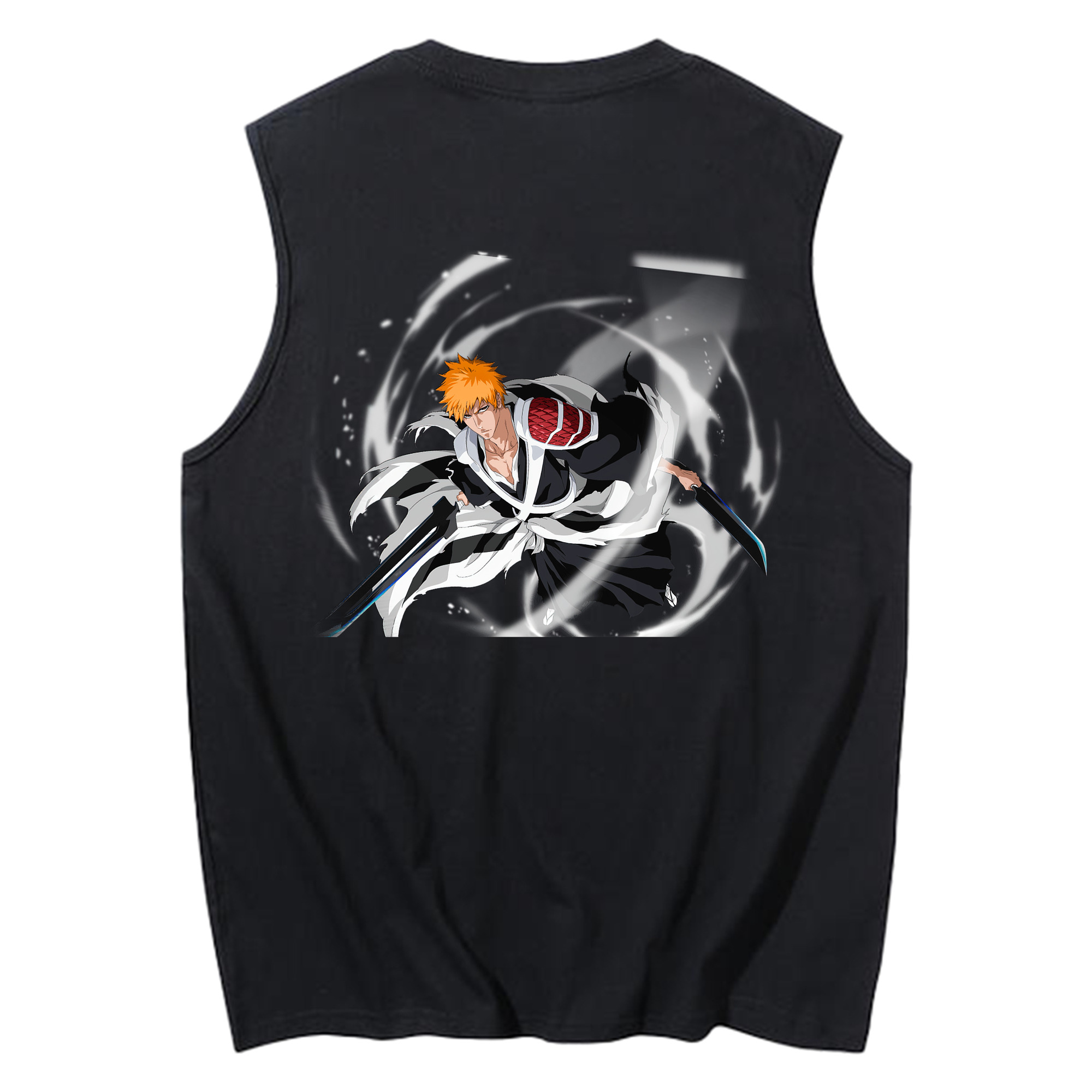 （画像用） ブリーチ 黒崎一護（くろさき いちご）BLEACH Kurosaki Ichigo コットン100％タンクトップ（背面プリント）
