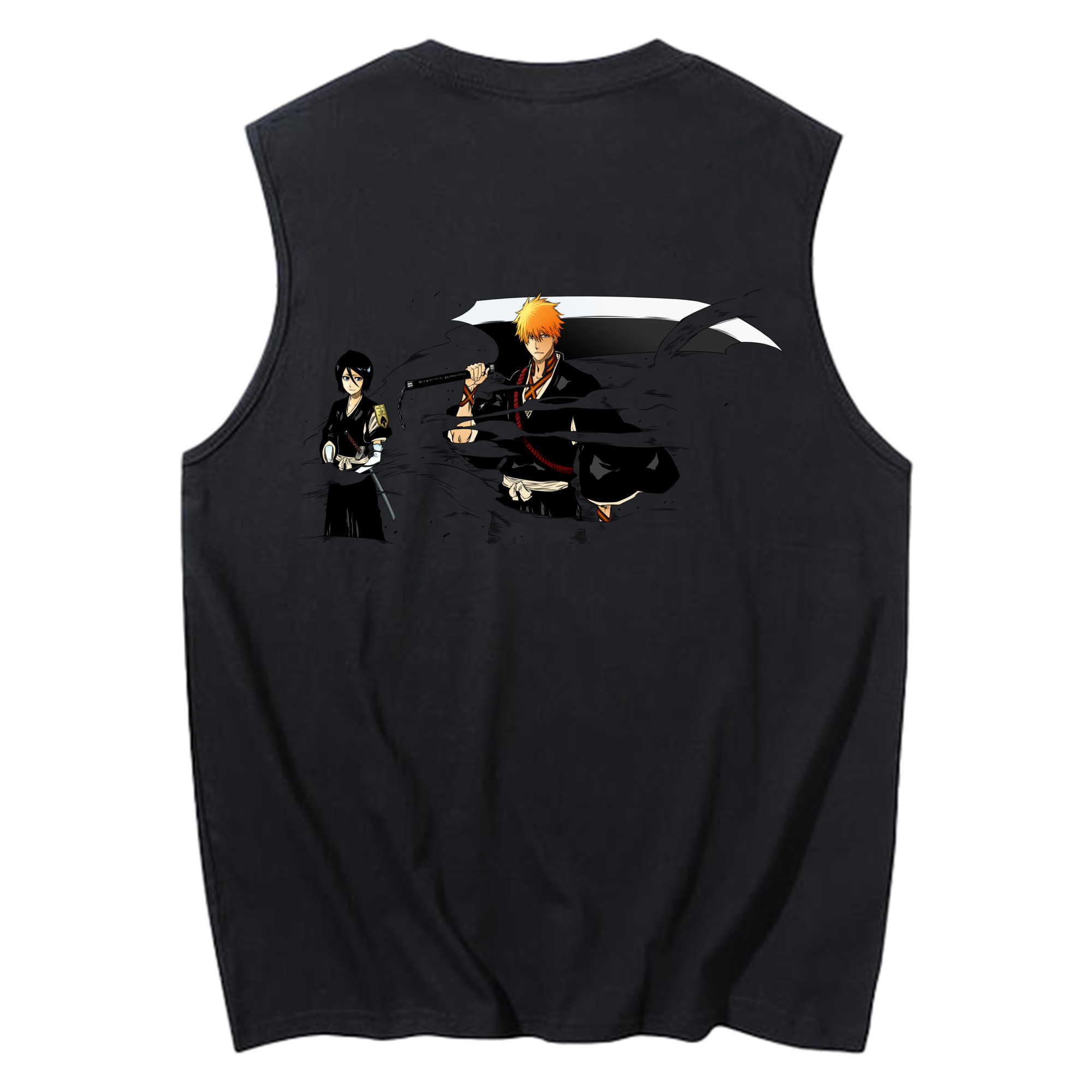 （画像用） ブリーチ 黒崎一護（くろさき いちご）BLEACH Kurosaki Ichigo コットン100％タンクトップ（背面プリント）