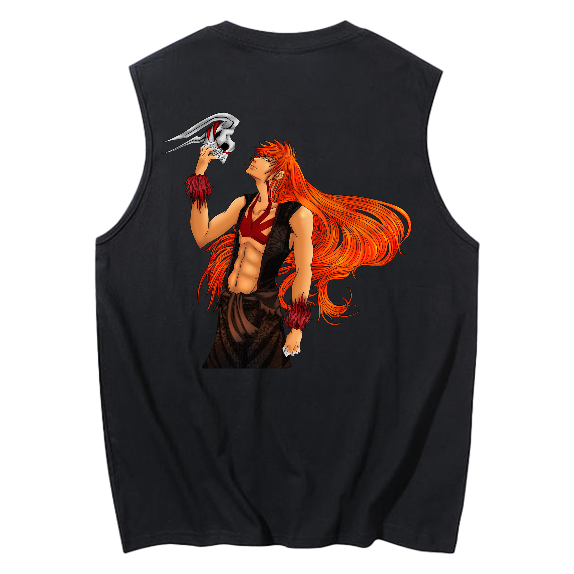 （画像用） ブリーチ 黒崎一護（くろさき いちご）BLEACH Kurosaki Ichigo コットン100％タンクトップ（背面プリント）