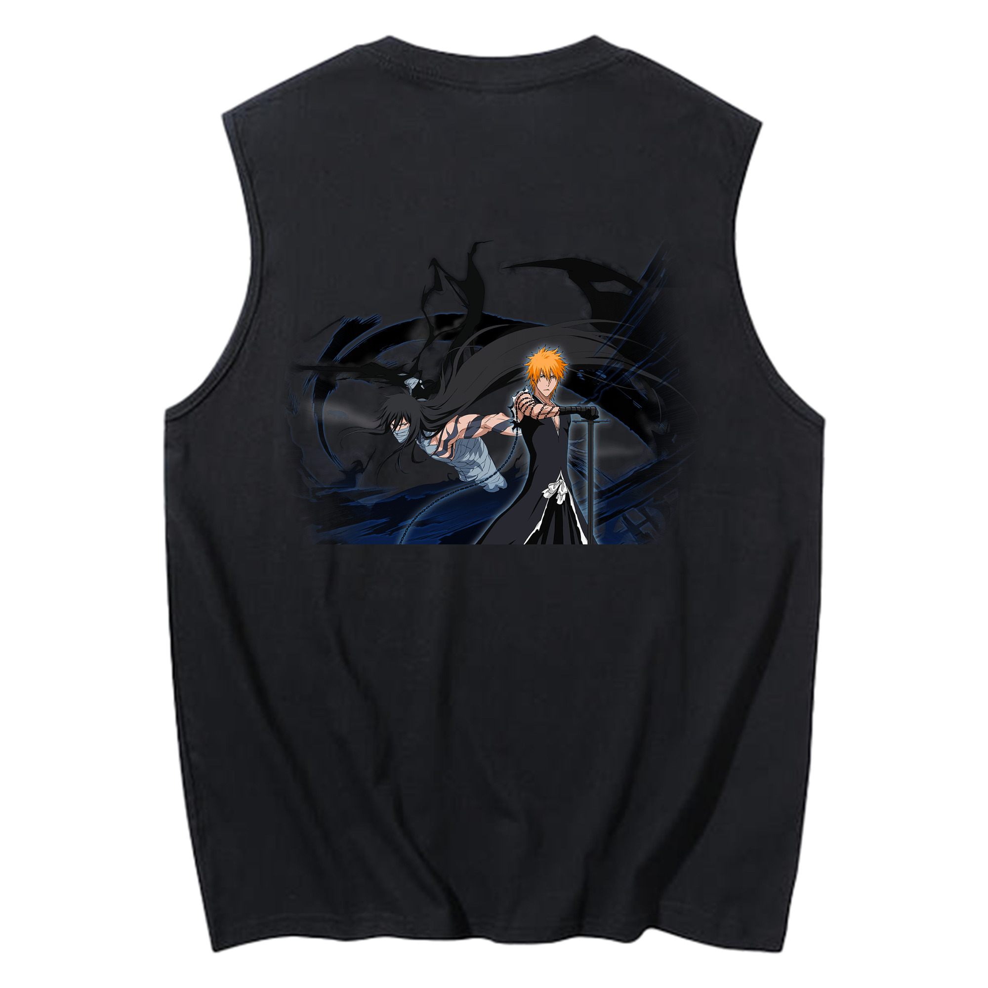（画像用） ブリーチ 黒崎一護（くろさき いちご）BLEACH Kurosaki Ichigo コットン100％タンクトップ（背面プリント）