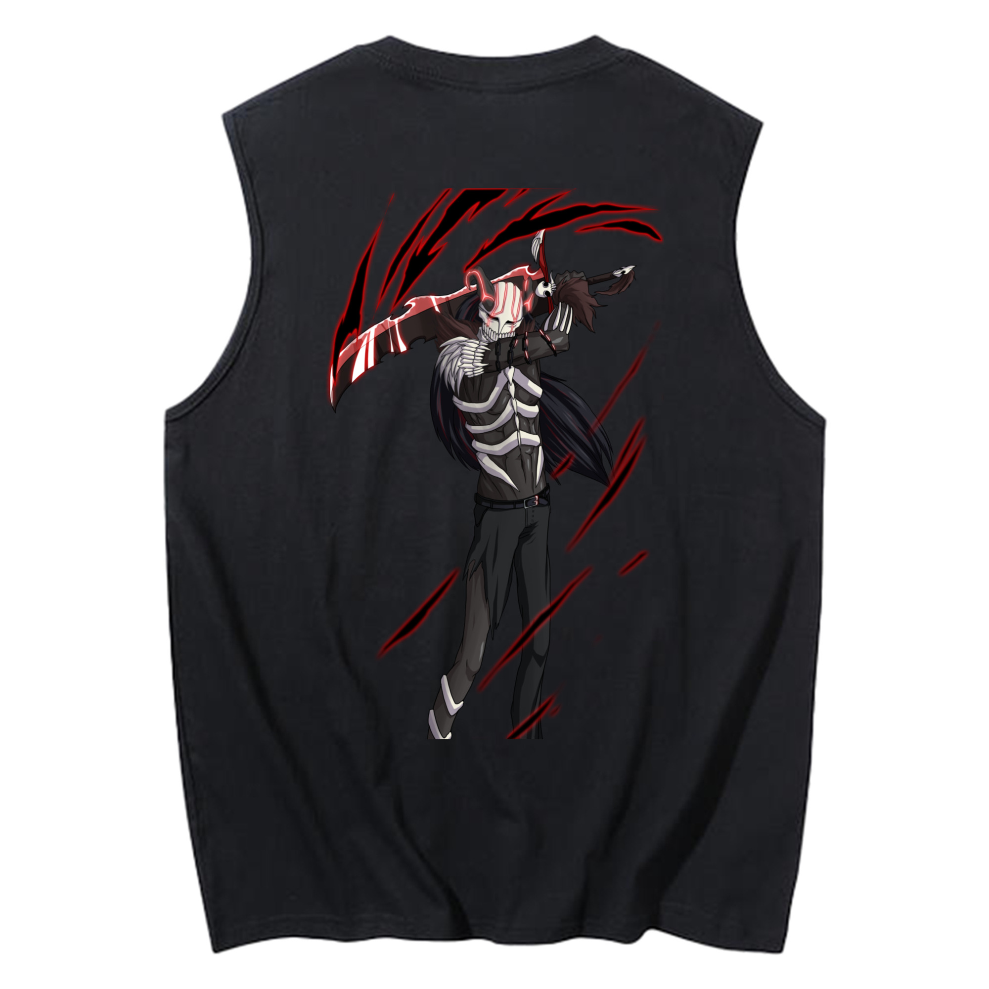 （画像用） ブリーチ 黒崎一護（くろさき いちご）BLEACH Kurosaki Ichigo コットン100％タンクトップ（背面プリント）