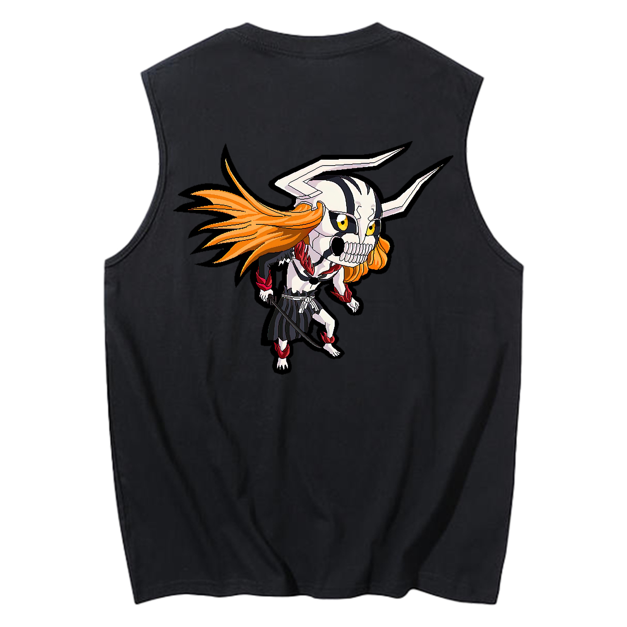 （画像用） ブリーチ 黒崎一護（くろさき いちご）BLEACH Kurosaki Ichigo コットン100％タンクトップ（背面プリント）