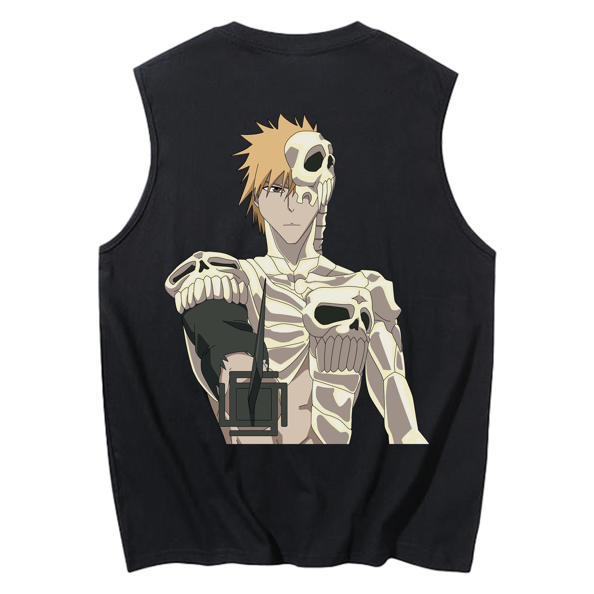 （画像用） ブリーチ 黒崎一護（くろさき いちご）BLEACH Kurosaki Ichigo コットン100％タンクトップ（背面プリント）