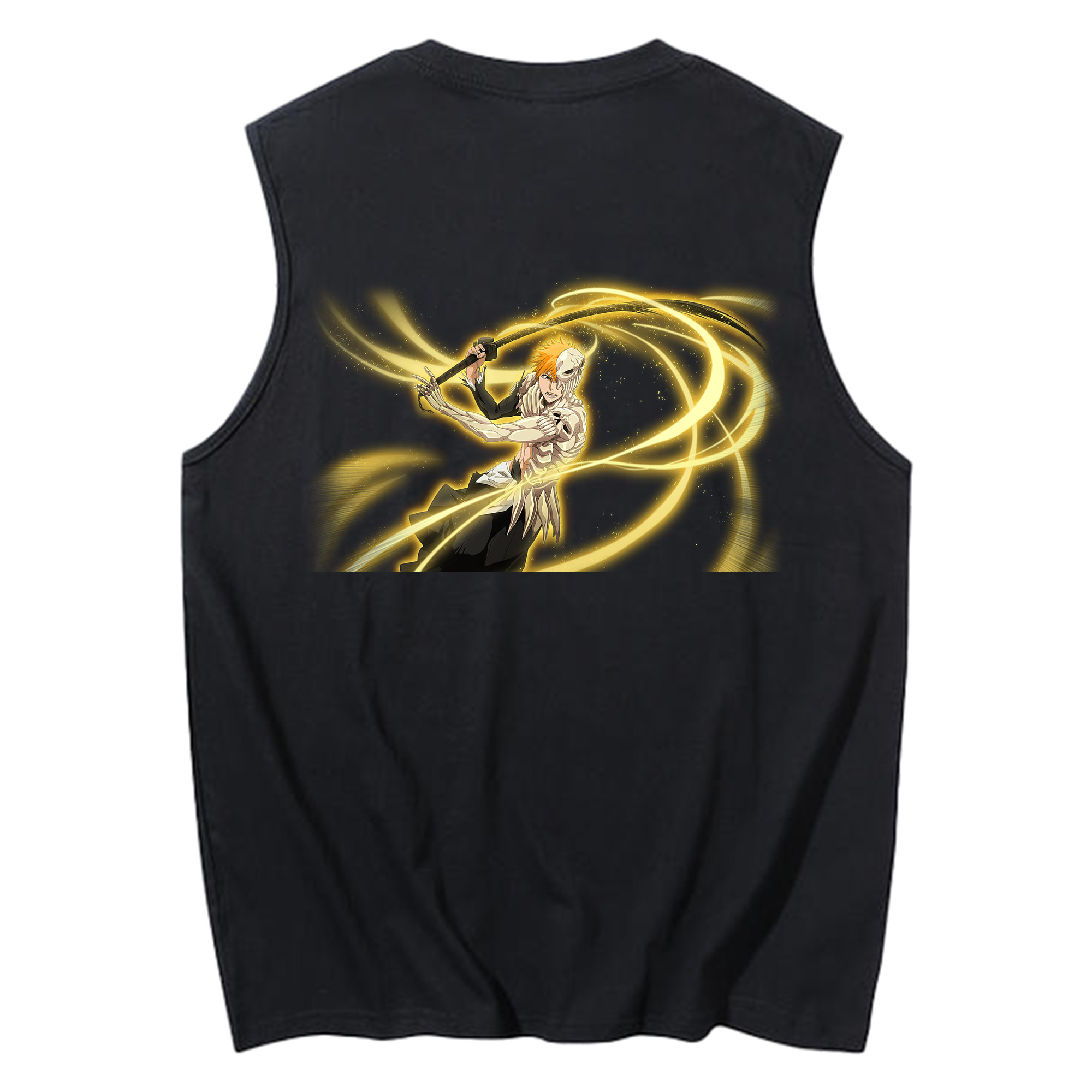 （画像用） ブリーチ 黒崎一護（くろさき いちご）BLEACH Kurosaki Ichigo コットン100％タンクトップ（背面プリント）
