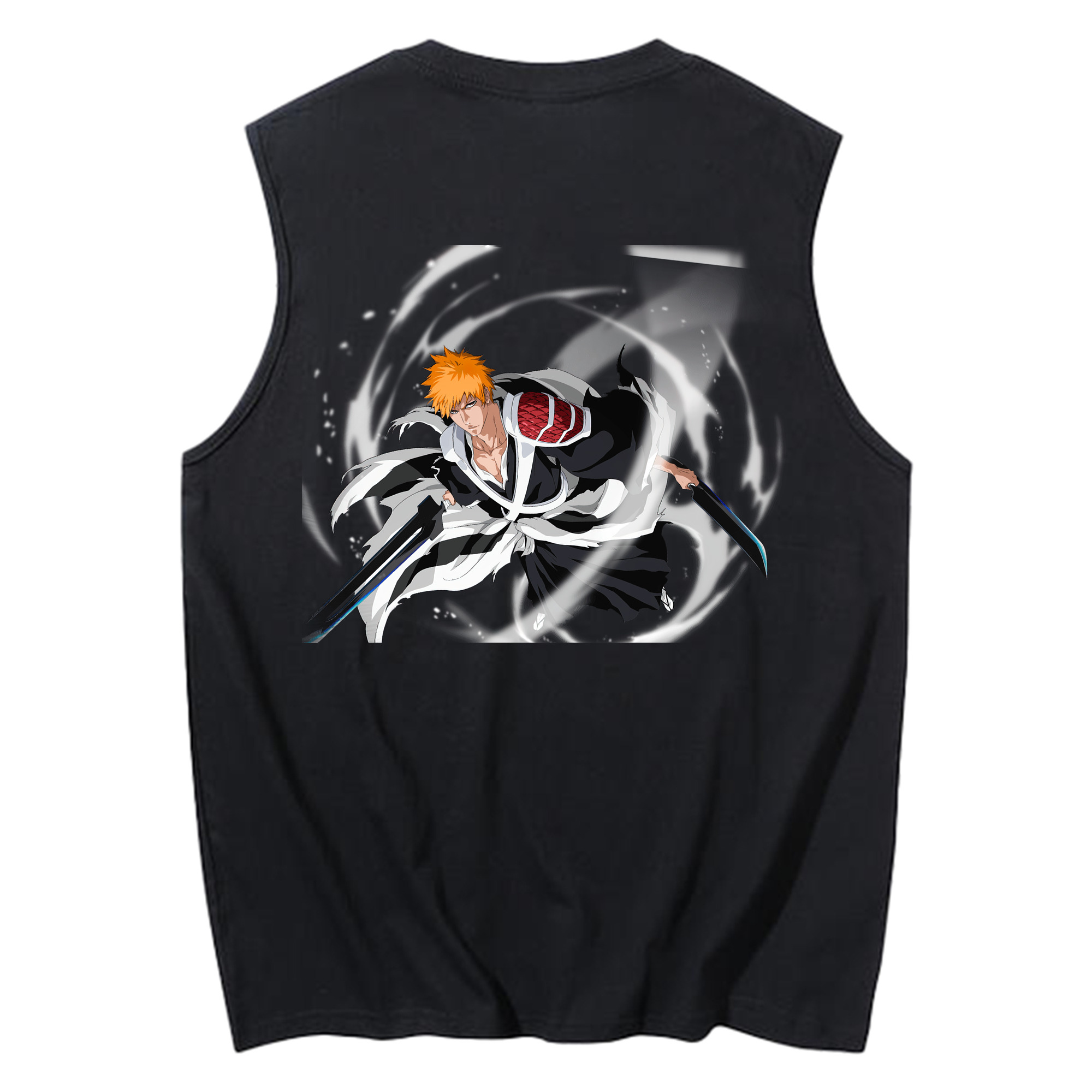 （画像用） ブリーチ 黒崎一護（くろさき いちご）BLEACH Kurosaki Ichigo コットン100％タンクトップ（背面プリント）