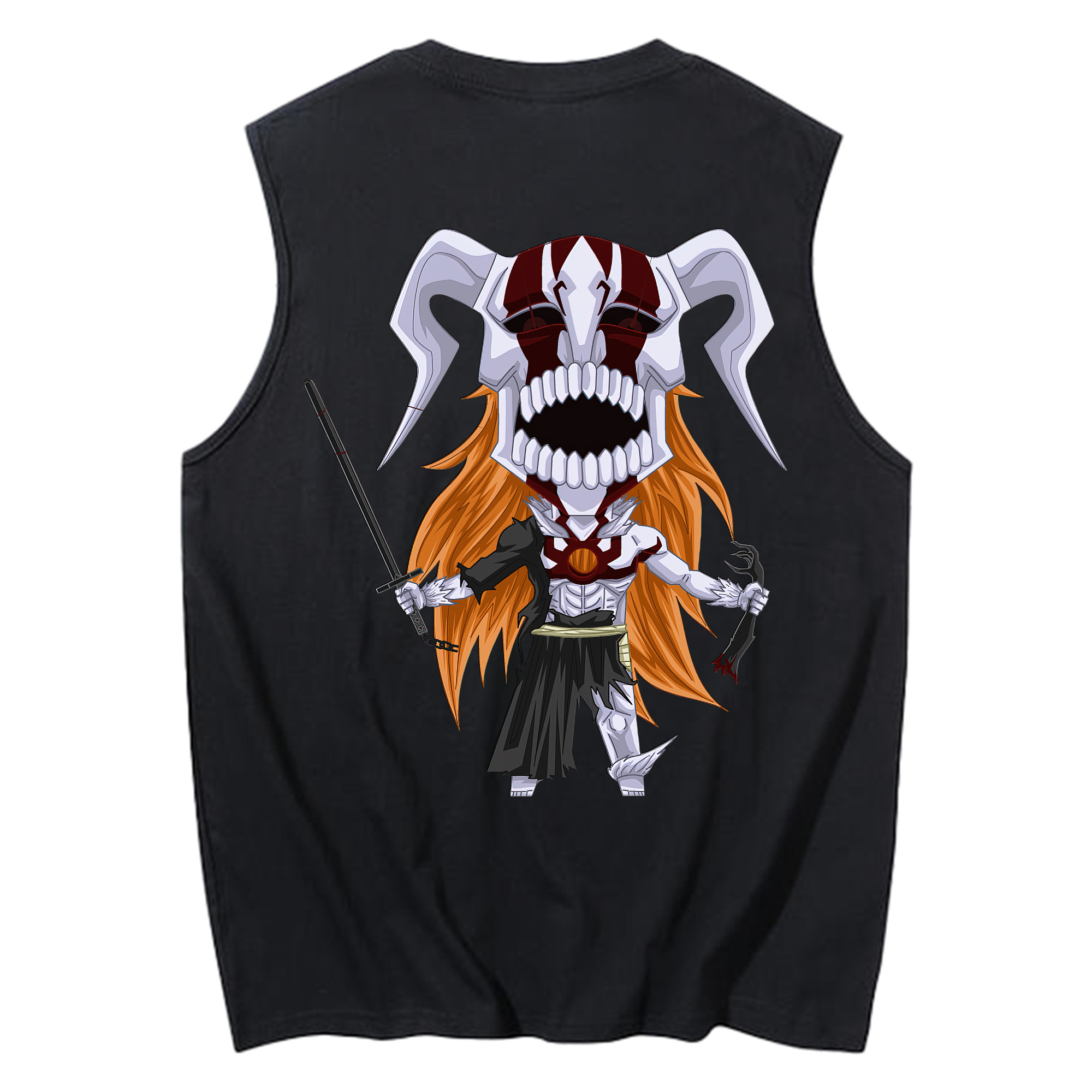 （画像用） ブリーチ 黒崎一護（くろさき いちご）BLEACH Kurosaki Ichigo コットン100％タンクトップ（背面プリント）