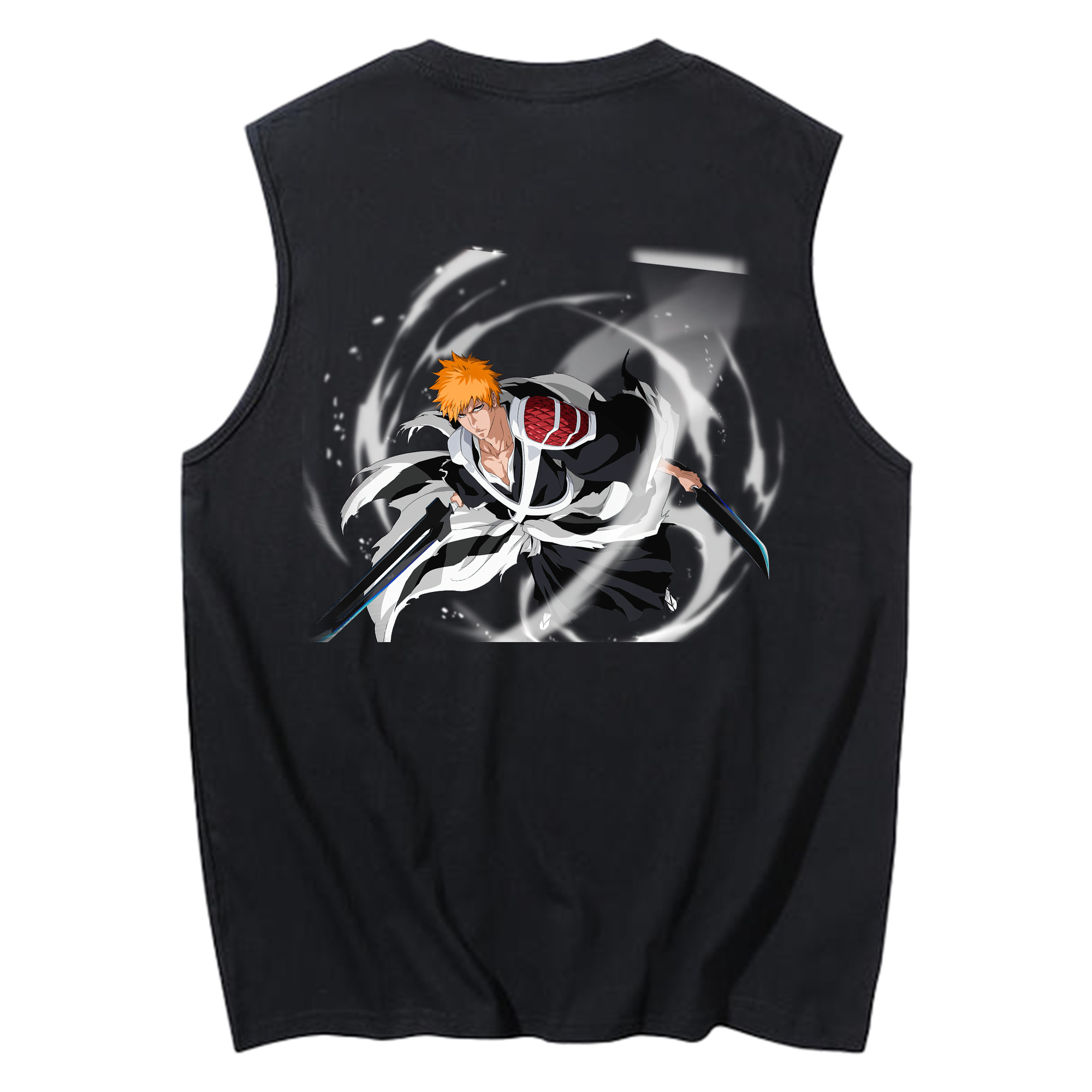 （画像用） ブリーチ 黒崎一護（くろさき いちご）BLEACH Kurosaki Ichigo コットン100％タンクトップ（背面プリント）