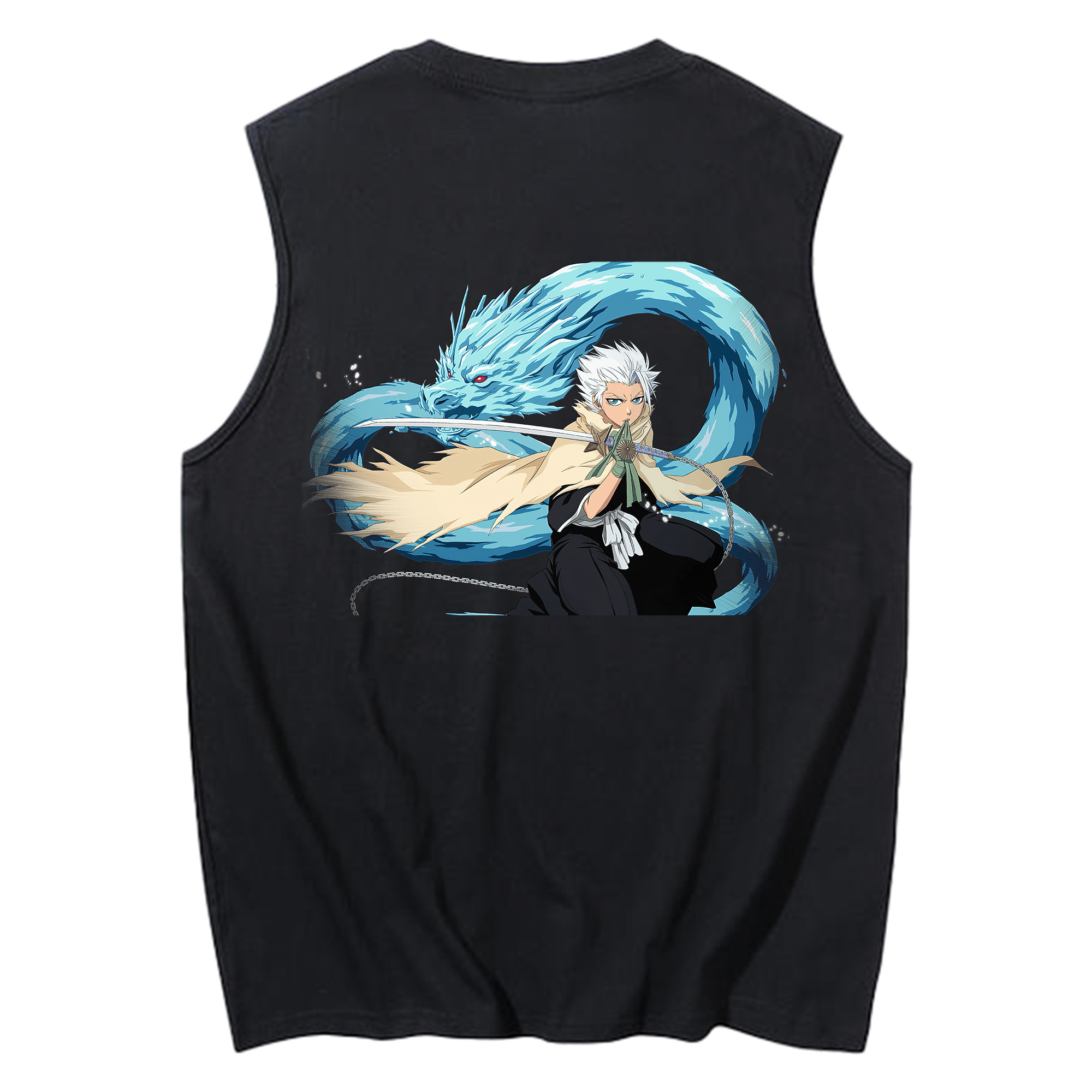 （画像用） ブリーチ 日番谷冬獅郎（ひつがや とうしろう） BLEACH Hitsugaya Toushirou コットン100％タンクトップ（背面プリント）