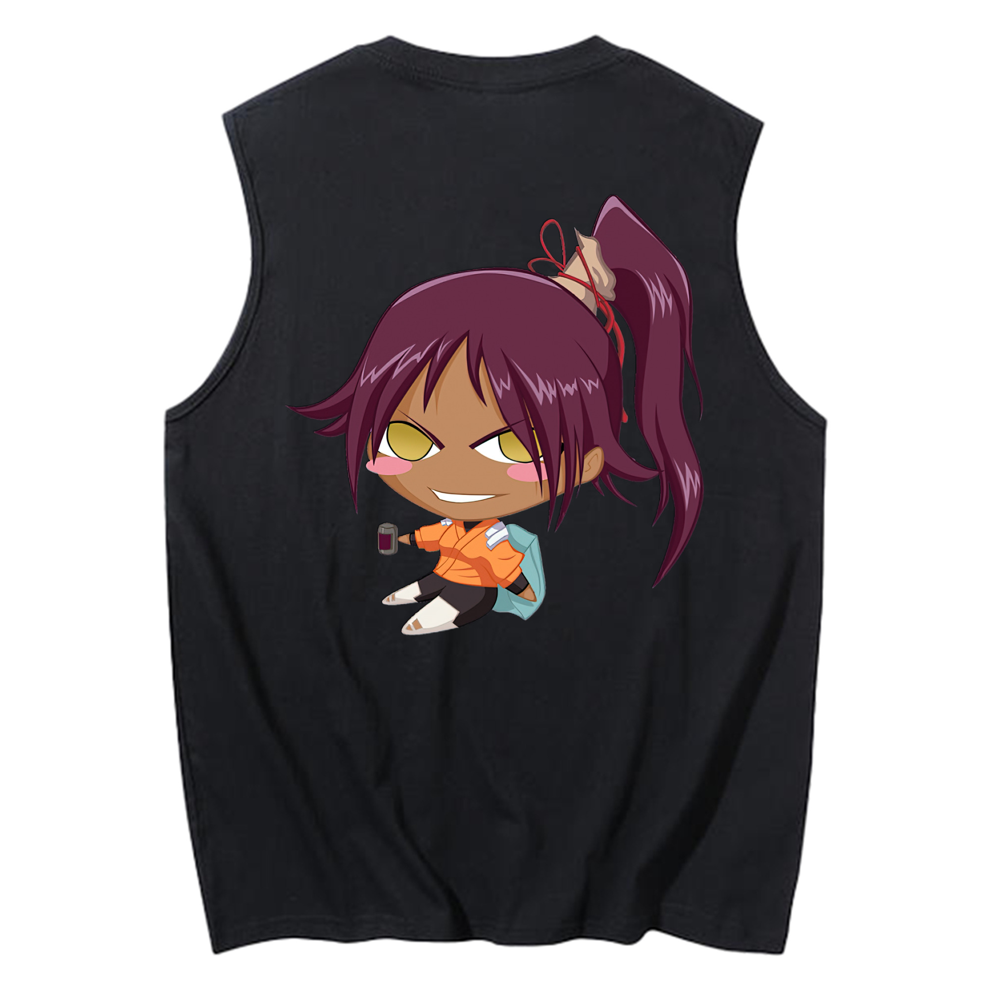 （画像用） ブリーチ 四楓院 夜一（しほういん よるいち） BLEACH Shihouin Yoruichi コットン100％タンクトップ（背面プリント）